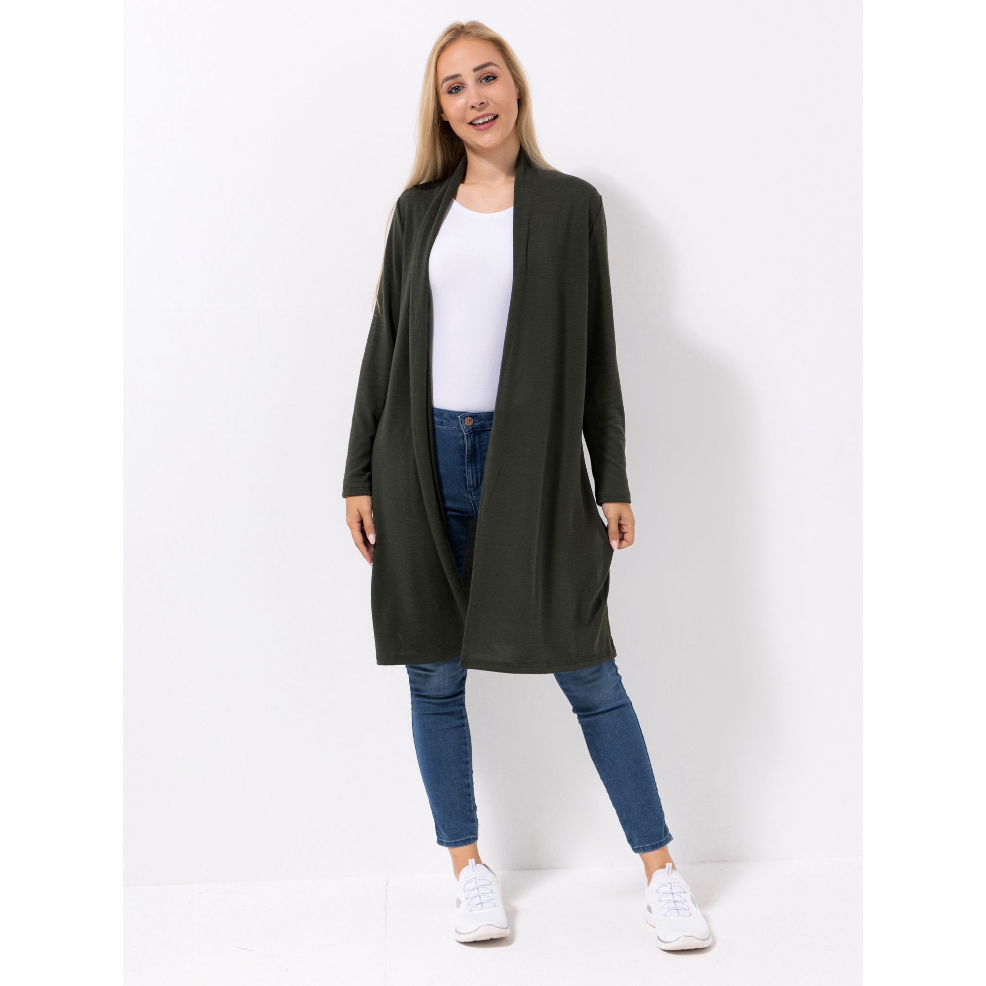 KIM & CO. Cardigan, Langarm Soft Touch Jersey offene Front figurumspielend