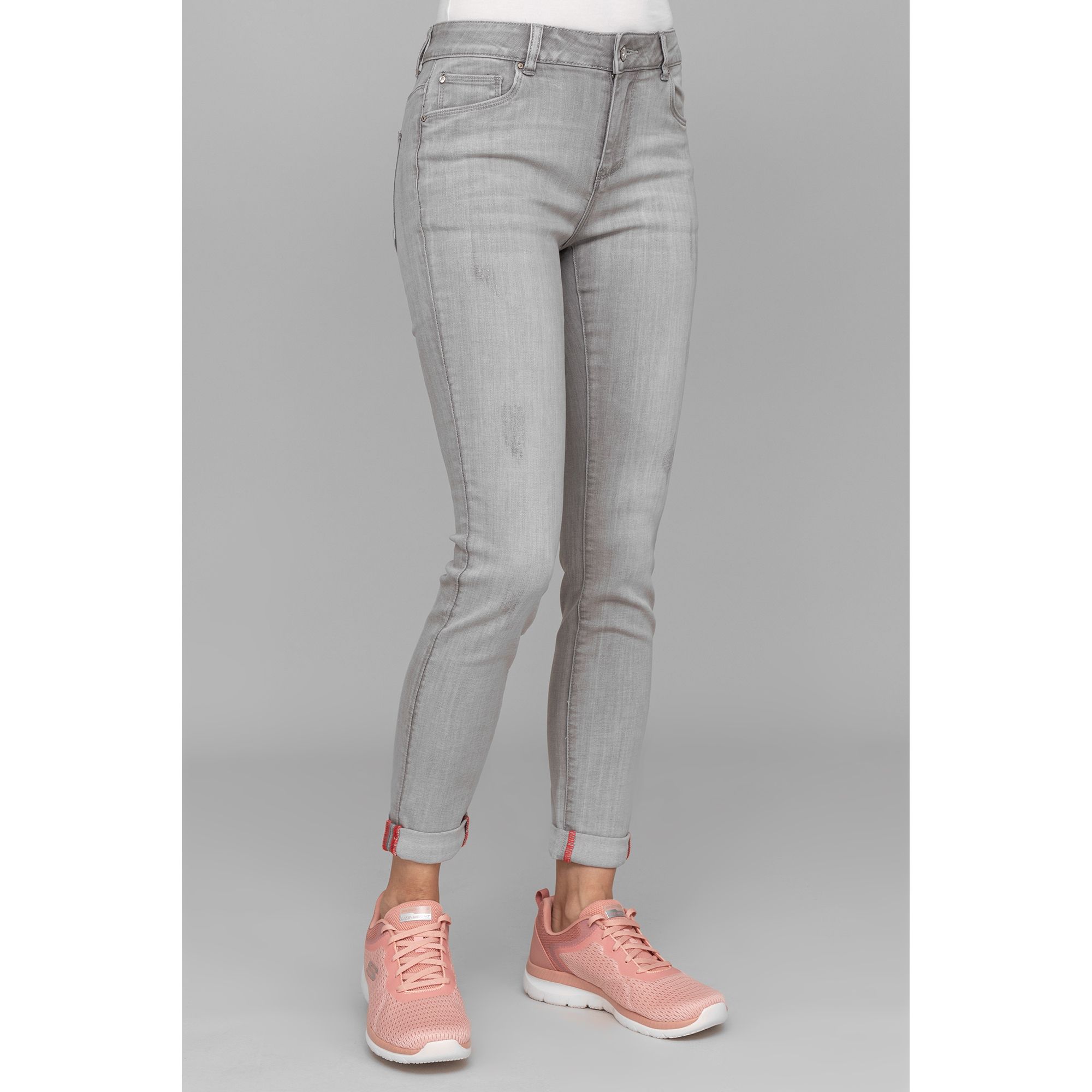 DINE 'N' DANCE Jeanshose Salsa 5-Pocket-Style Umschlag am Saum leichter Used-Effekt