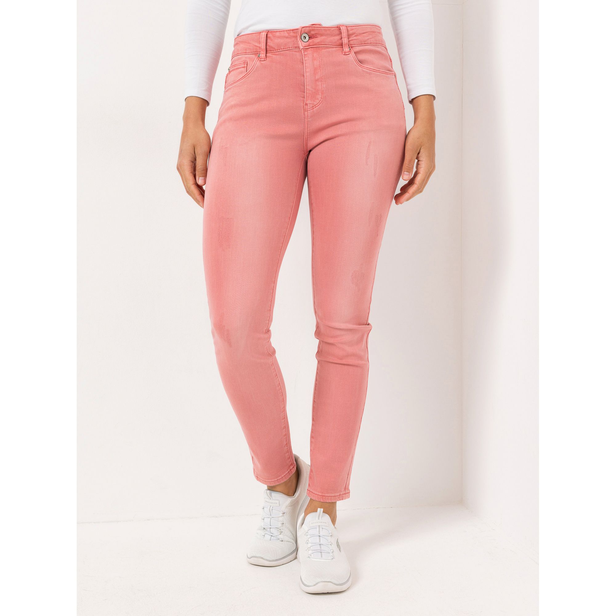 DINE 'N' DANCE Jeanshose Salsa 5-Pocket-Style Umschlag am Saum leichter Used-Effekt