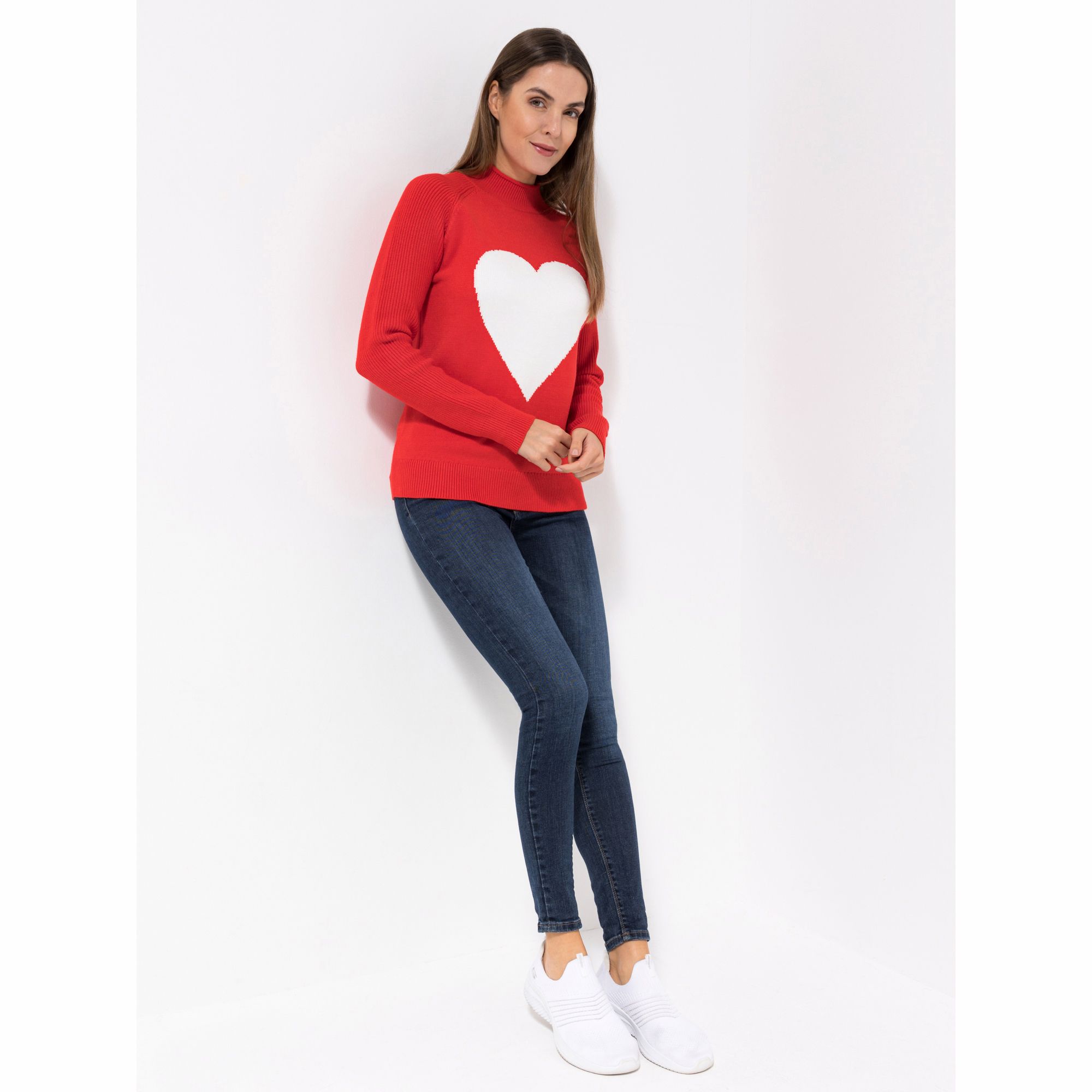 ICONIC by Marina Hoermanseder Pullover, 1/1 Arm mit Herzmotiv figurumspielend