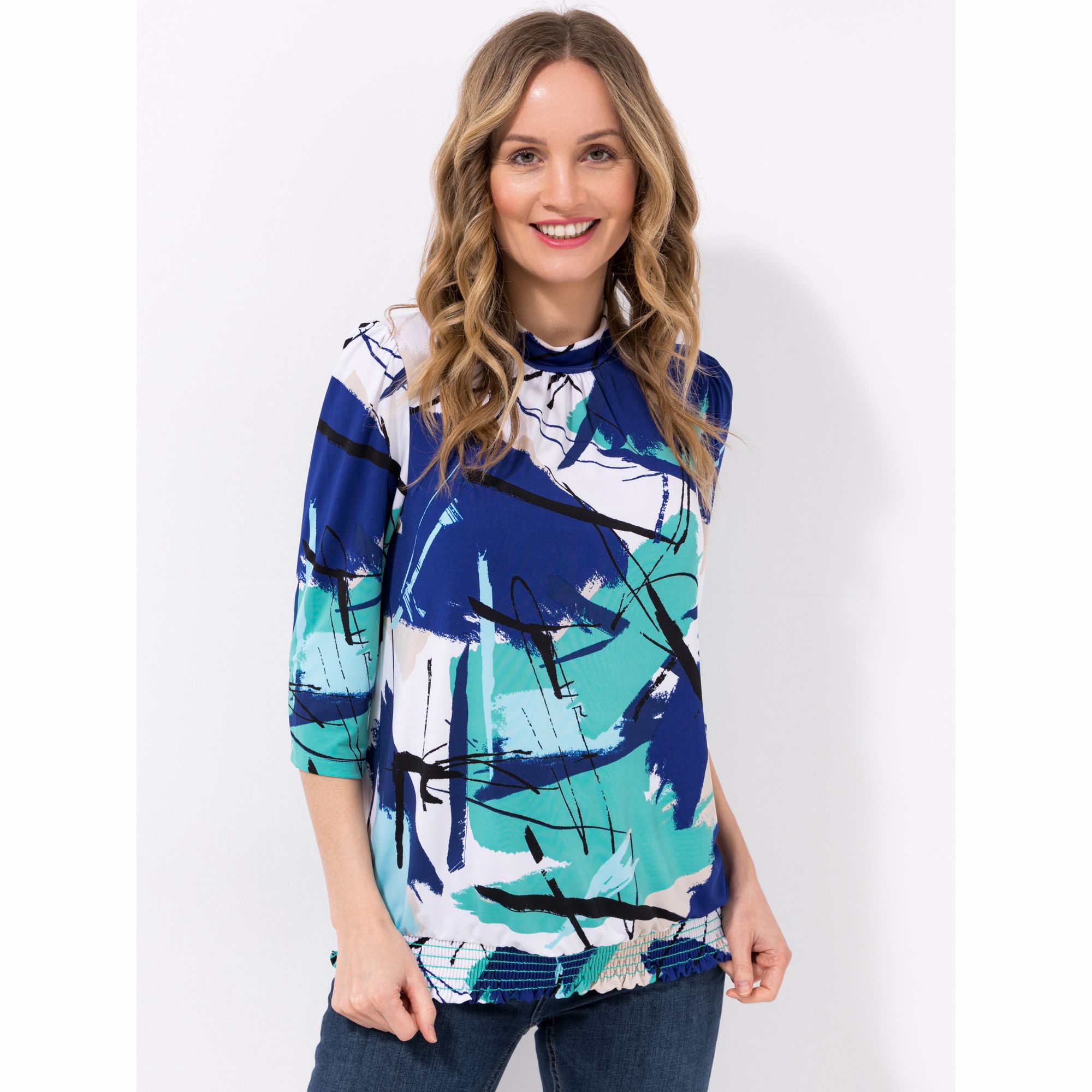 KIM & CO. Shirt, 3/4-Arm Brazil Knit Jersey Blusen-Ärmel figurumspielend