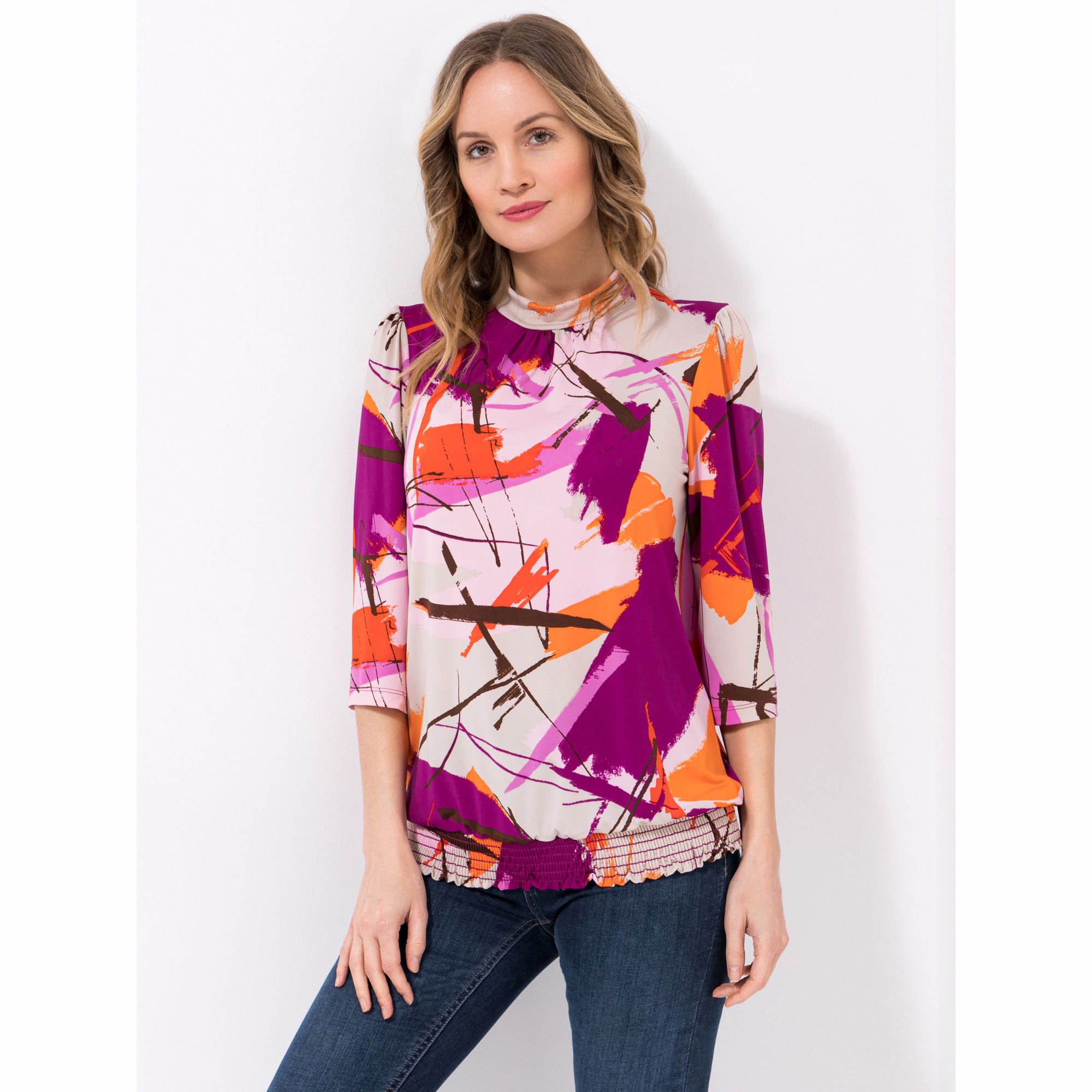 KIM & CO. Shirt, 3/4-Arm Brazil Knit Jersey Blusen-Ärmel figurumspielend