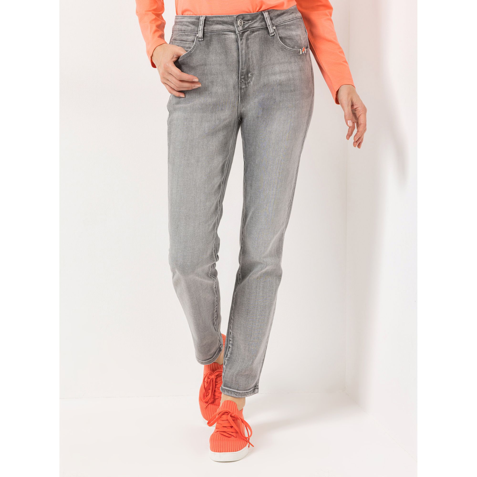 STRANDFEIN Jeanshose Sue Five Pocket Form schmales Bein knöchellang