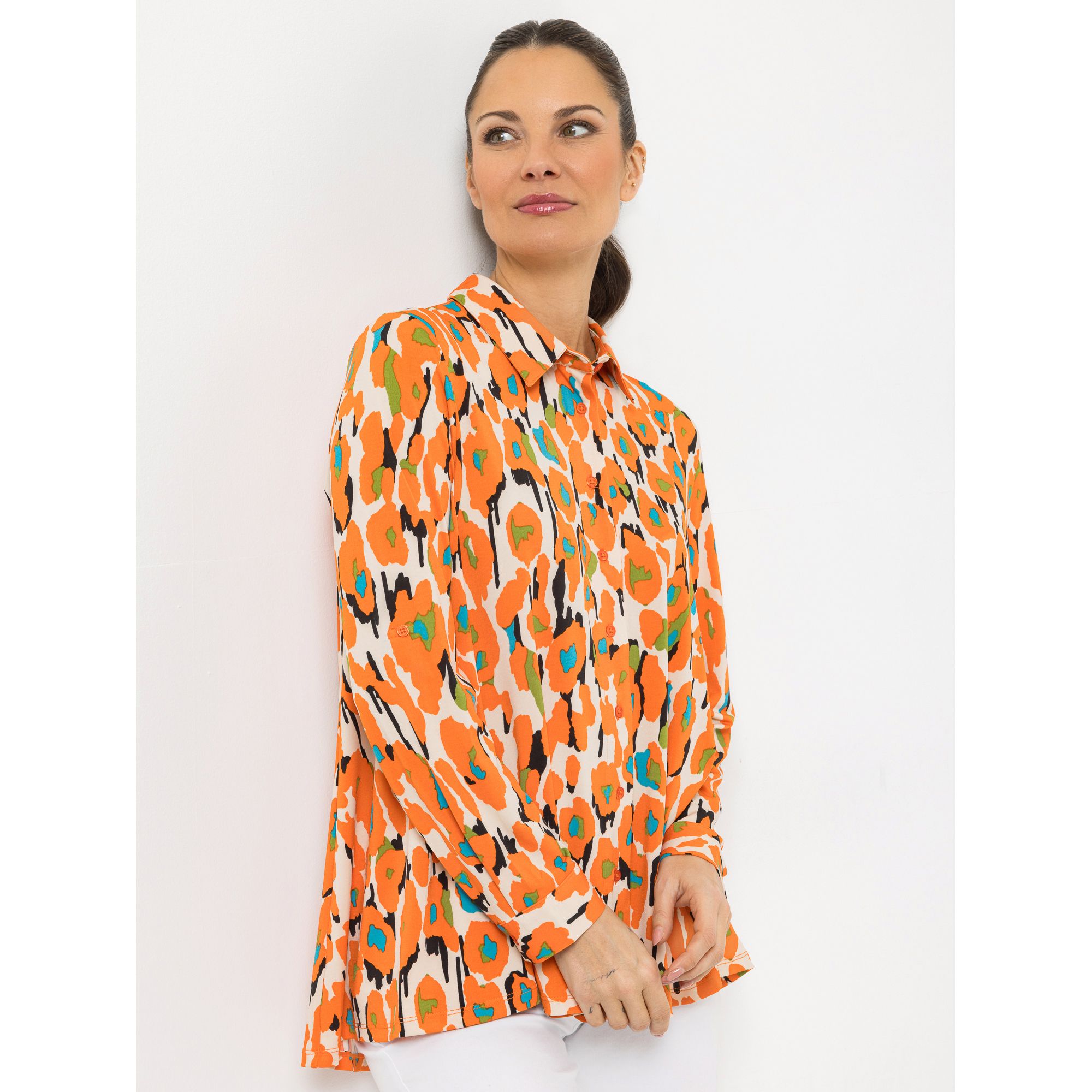 STEFFEN SCHRAUT Jerseybluse Sanremo Knopfleiste ausgestellter Saum leger weit