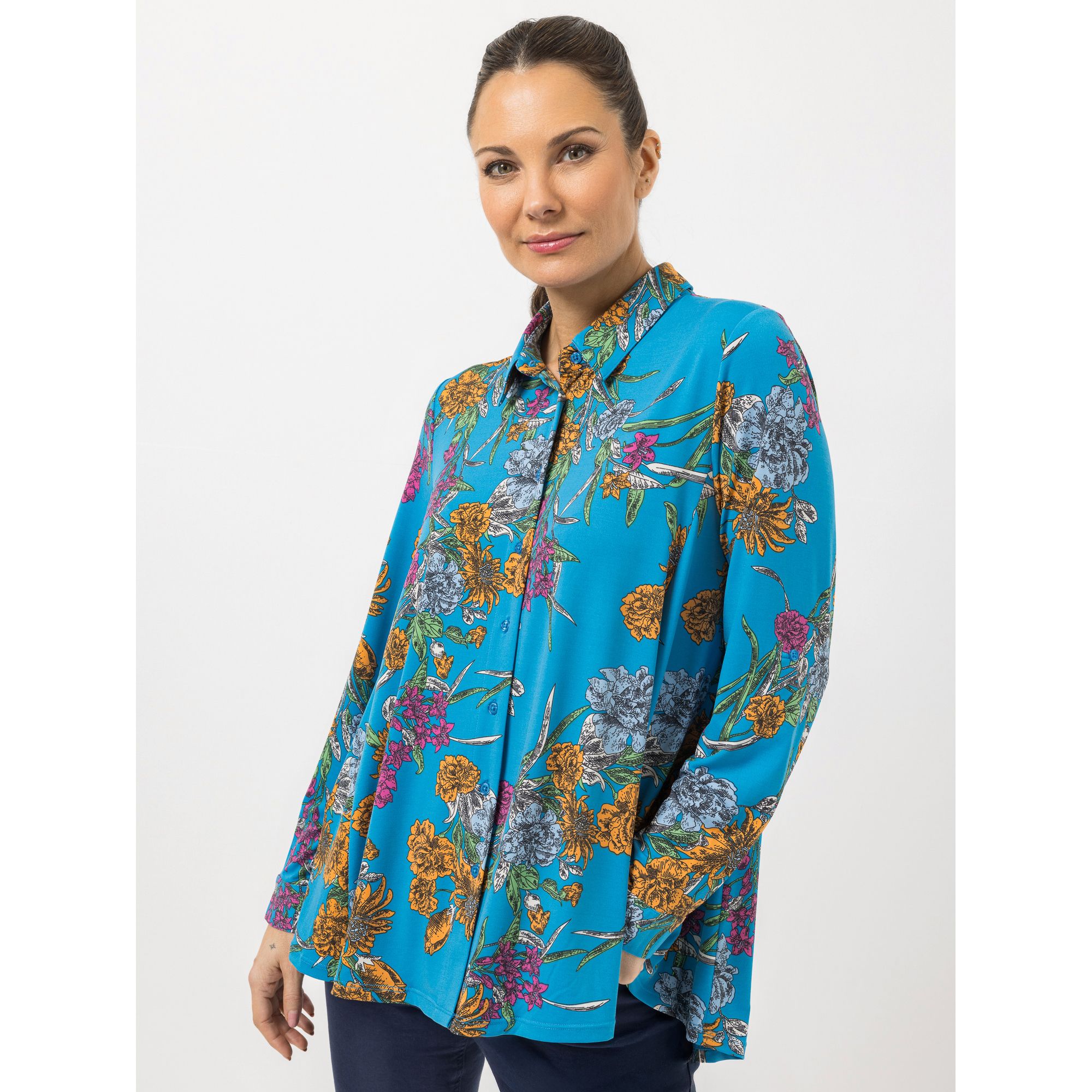 STEFFEN SCHRAUT Jerseybluse Sanremo Knopfleiste ausgestellter Saum leger weit