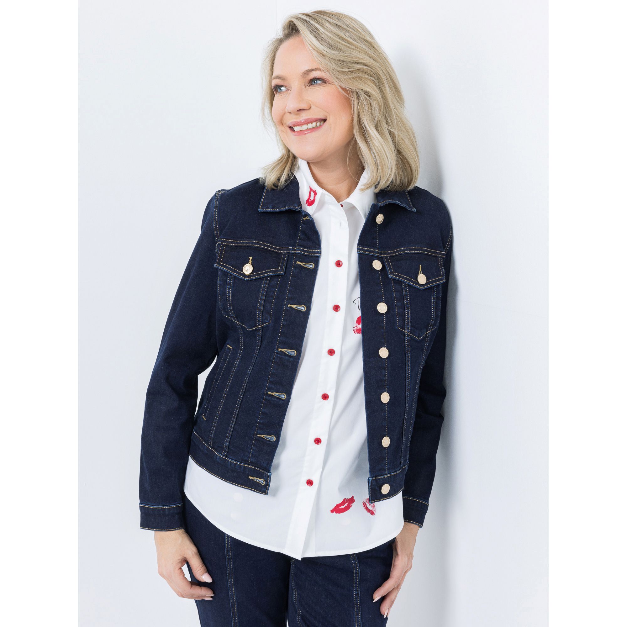 KILIAN KERNER SENSES Jeansjacke Zierknöpfe Komfort-Stretch figurumspielend