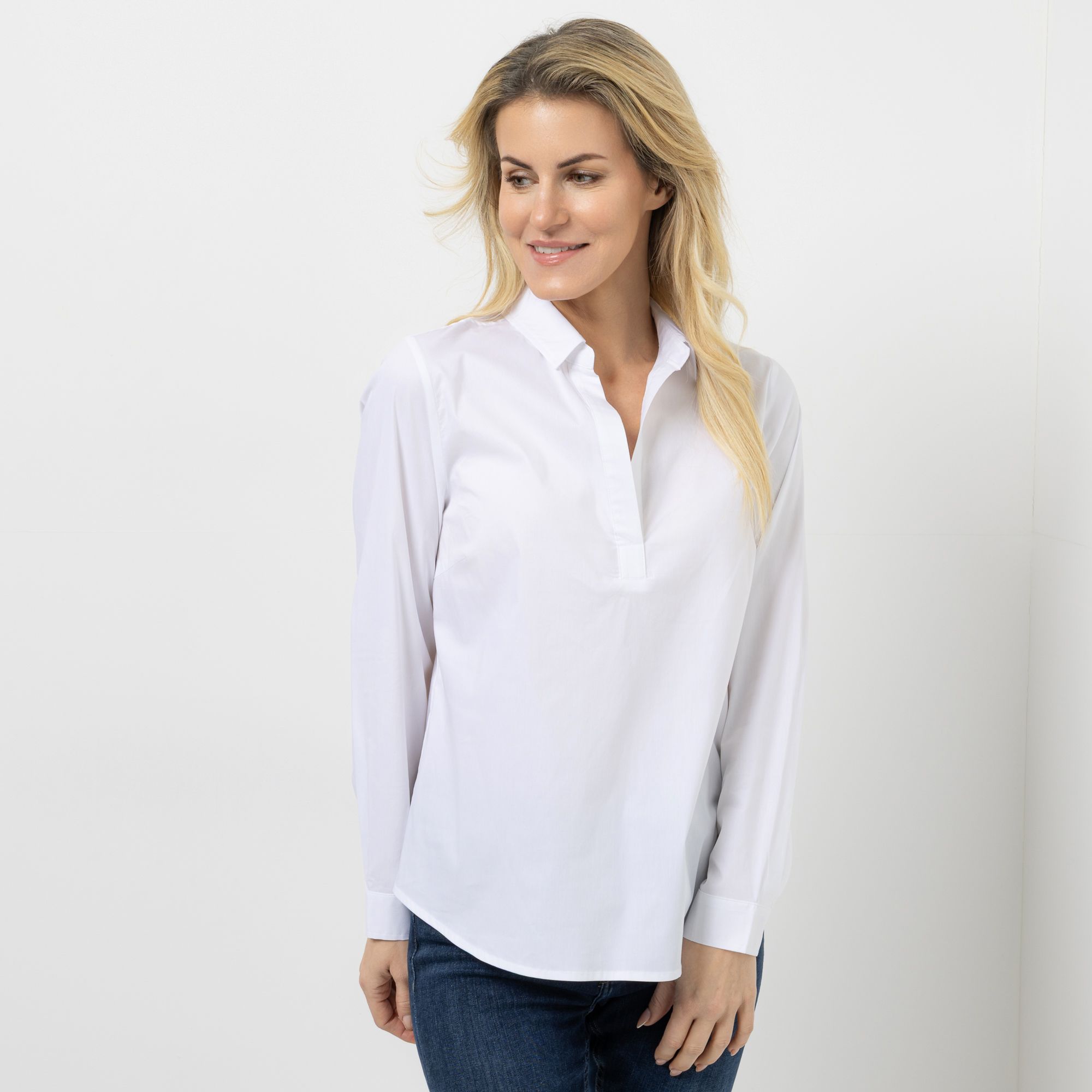 DINE 'N' DANCE Bluse, langarm Blusenkragen Manschetten leger weit