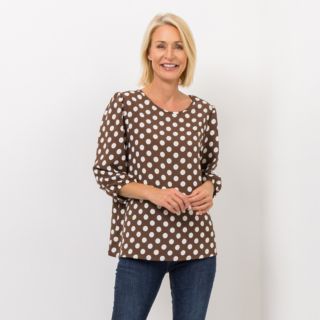 KIM & CO. Bluse, 3/4-Arm Struktur-Popeline Rundhalsausschnitt figurumspielend