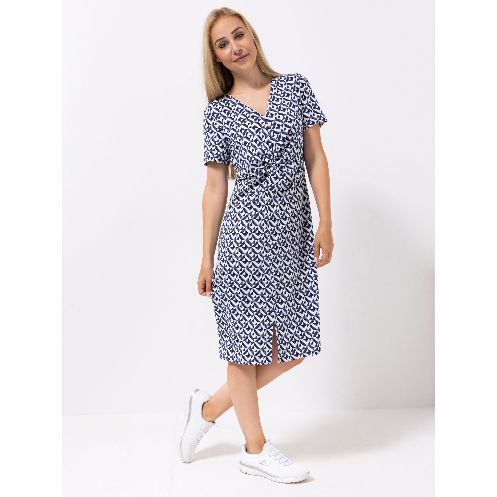 KIM & CO. Kleid, 1/2-Arm Brazil Knit Jersey geknoteter Front-Part knielang