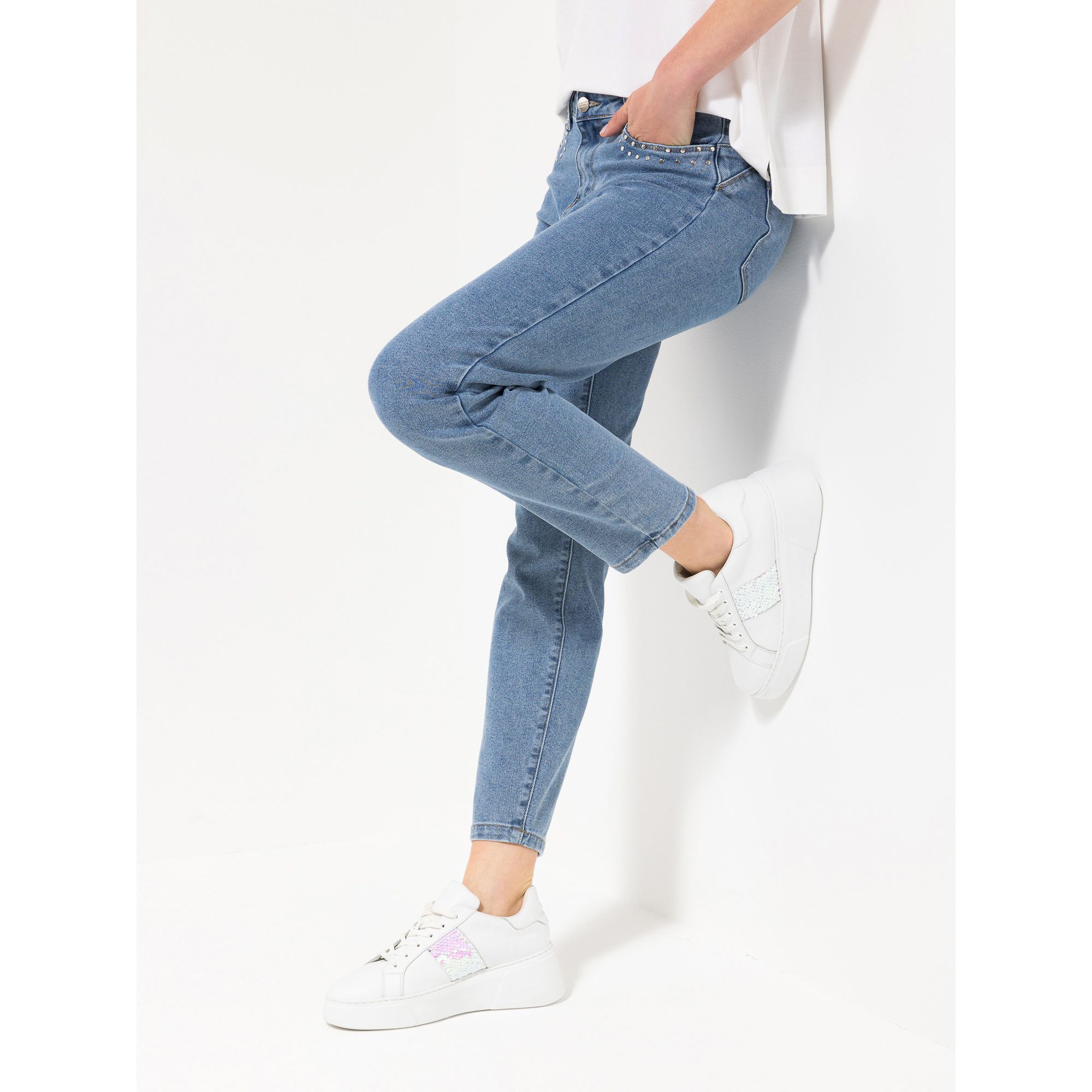 STEFFEN SCHRAUT Jeans, knöchellang Metallnieten am Tascheneingriff schmales Bein