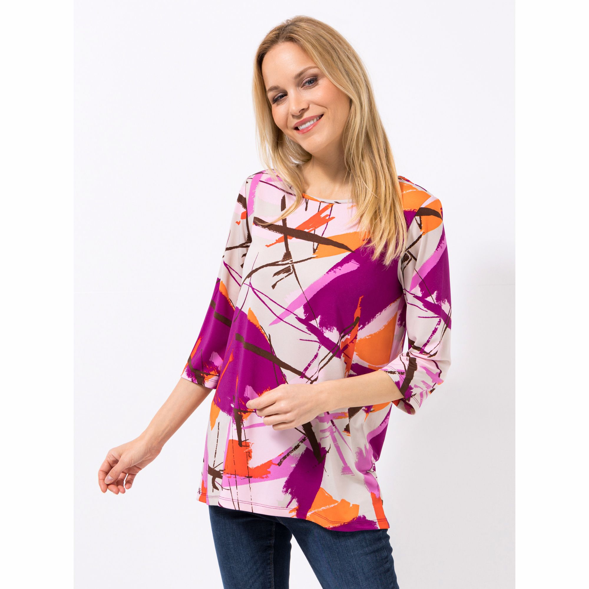 KIM & CO. Shirt, 3/4-Arm Brazil Knit Jersey Rundhalsausschnitt figurumspielend