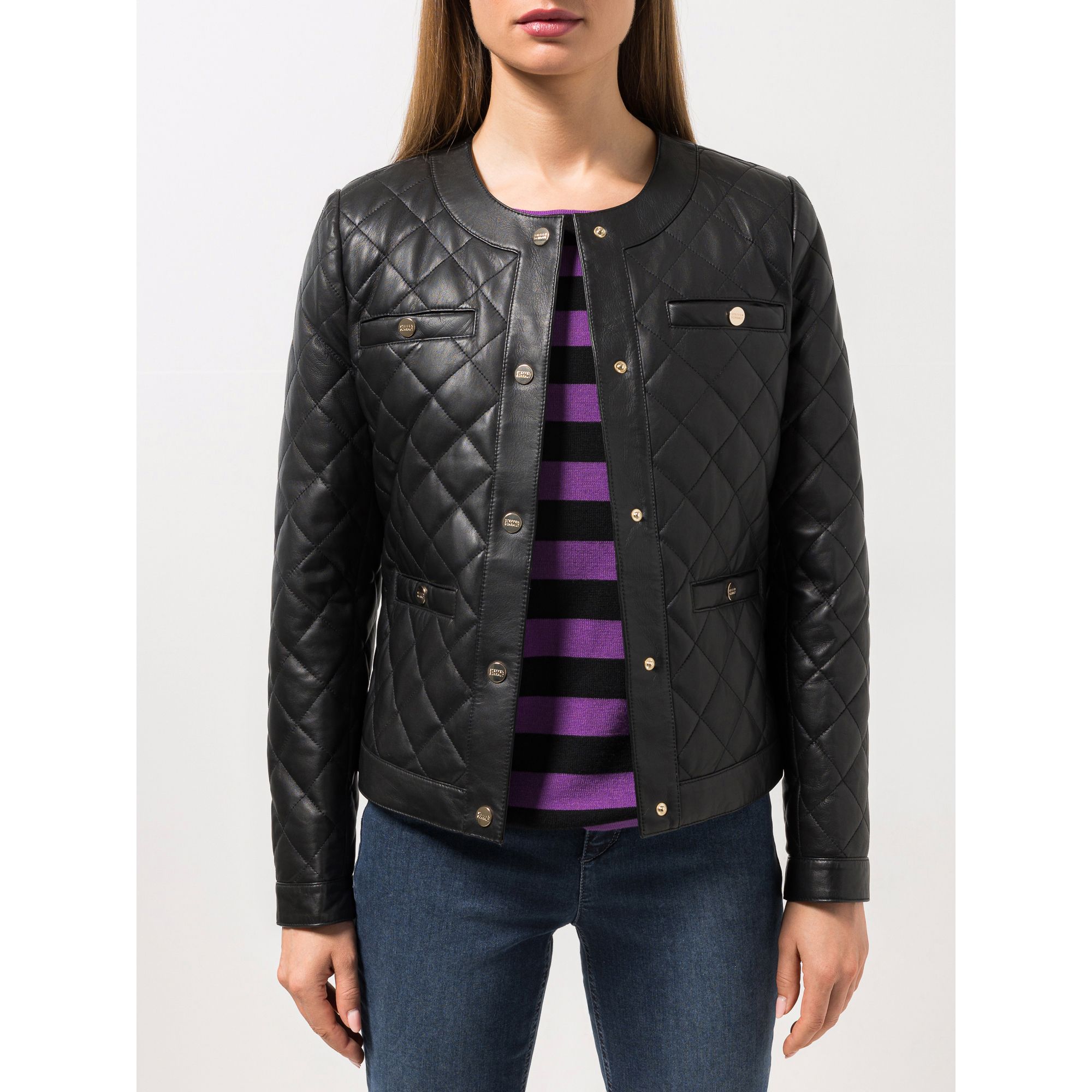 STEFFEN SCHRAUT Lederjacke Lammnappa Druckknöpfe figurbetont