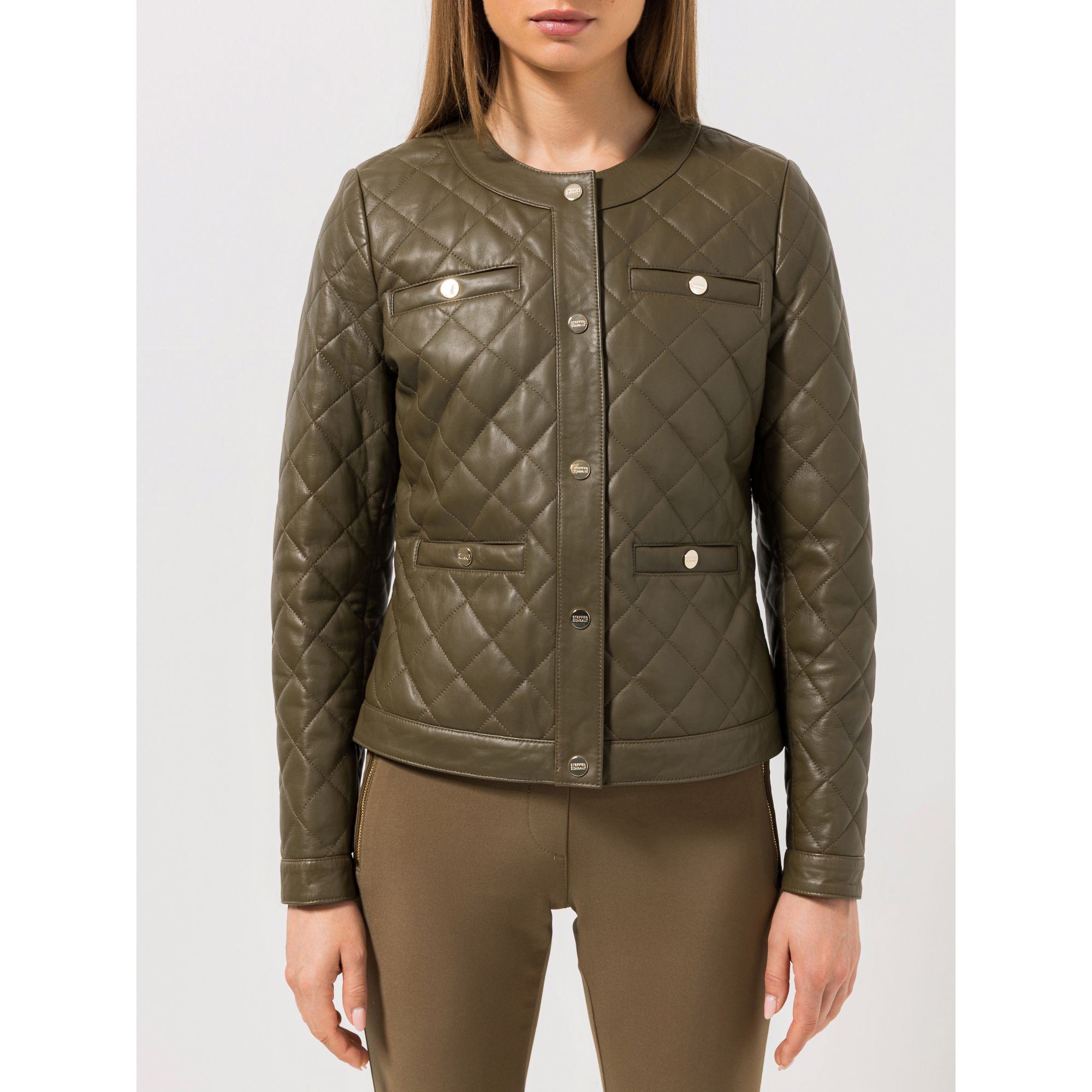 STEFFEN SCHRAUT Lederjacke Lammnappa Druckknöpfe figurbetont