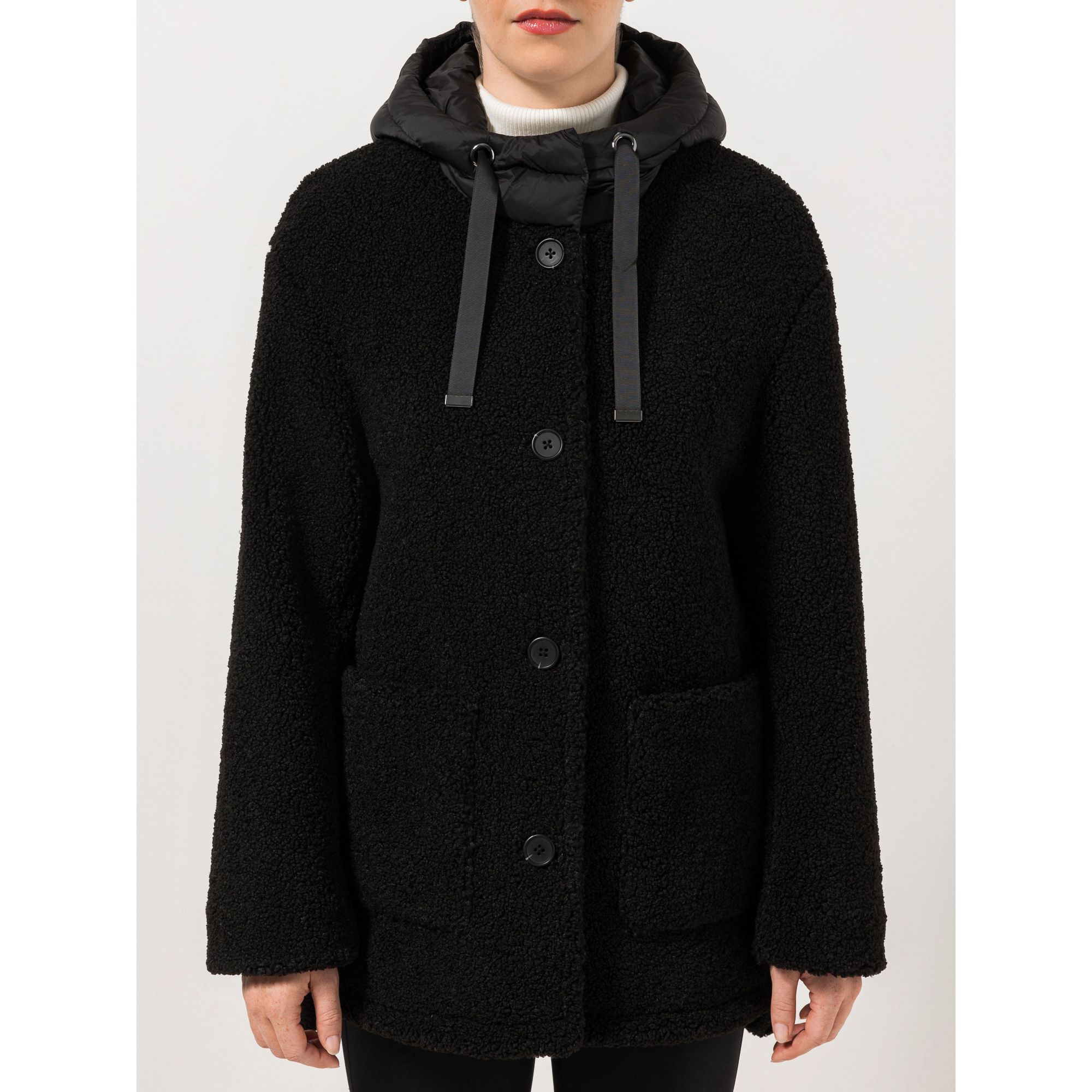 STEFFEN SCHRAUT Jacke in Teddyoptik Steppkapuze Knopfleiste leger weit