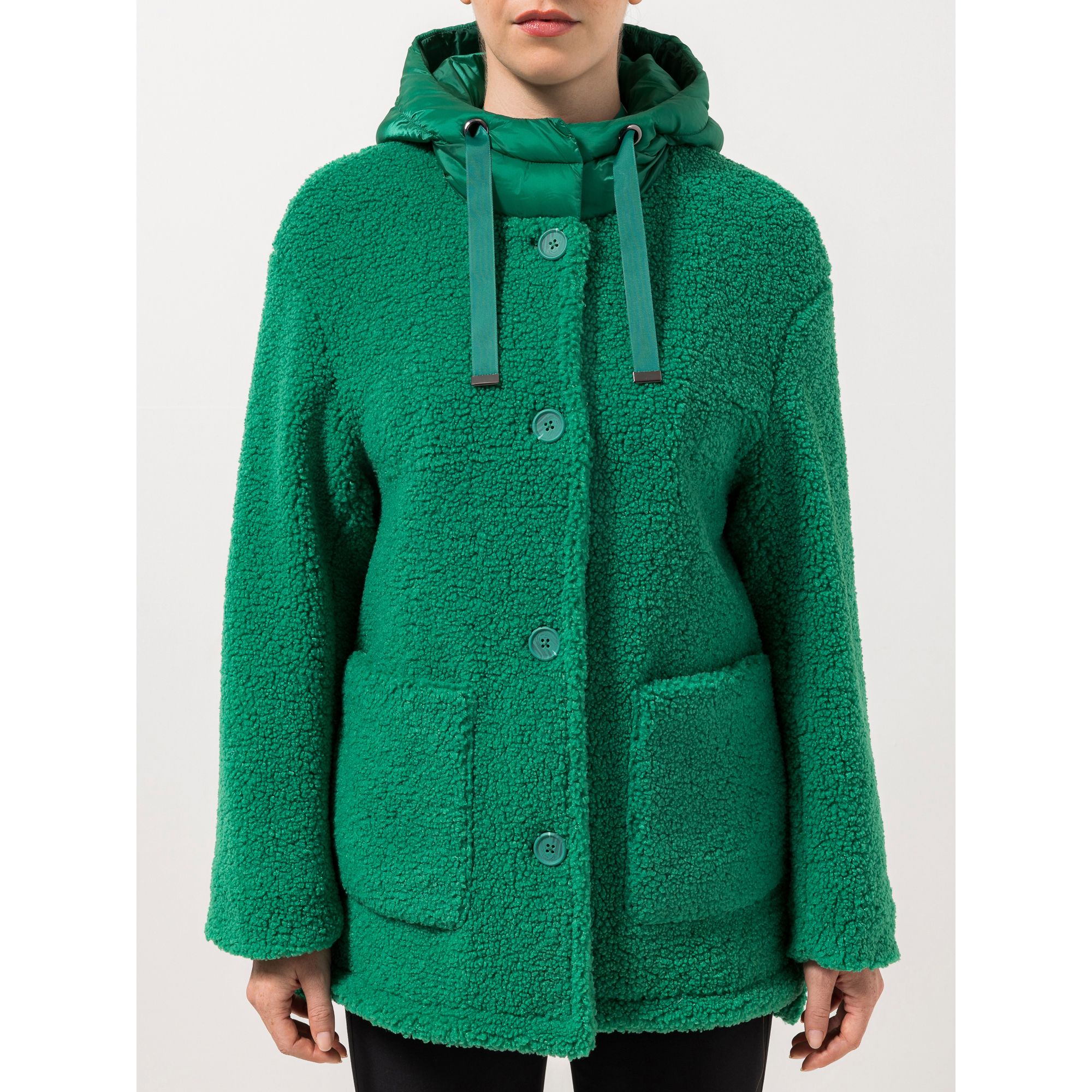 STEFFEN SCHRAUT Jacke in Teddyoptik Steppkapuze Knopfleiste leger weit