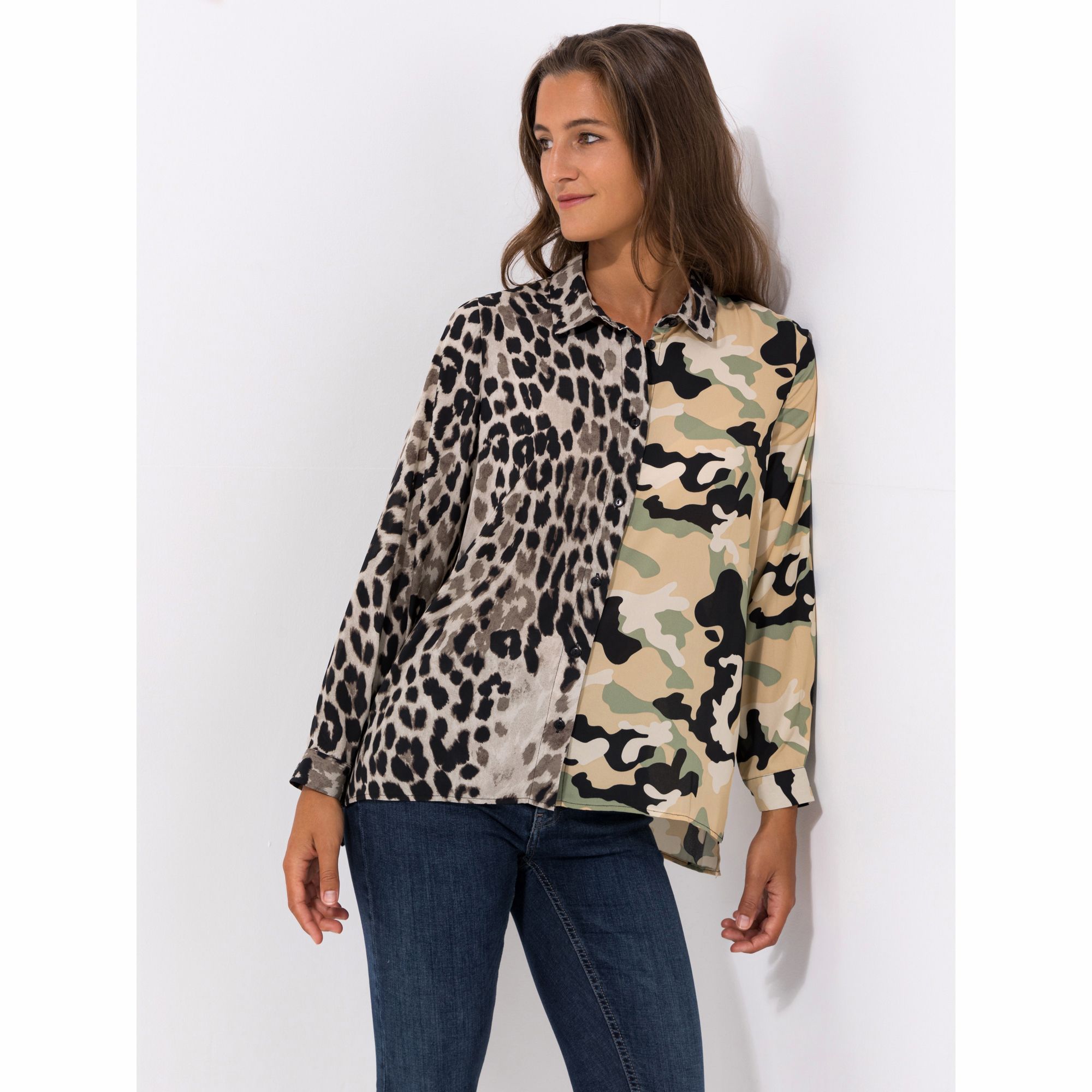 DINE 'N' DANCE Bluse, 1/1-Arm Kragen Logoknöpfe leger weit