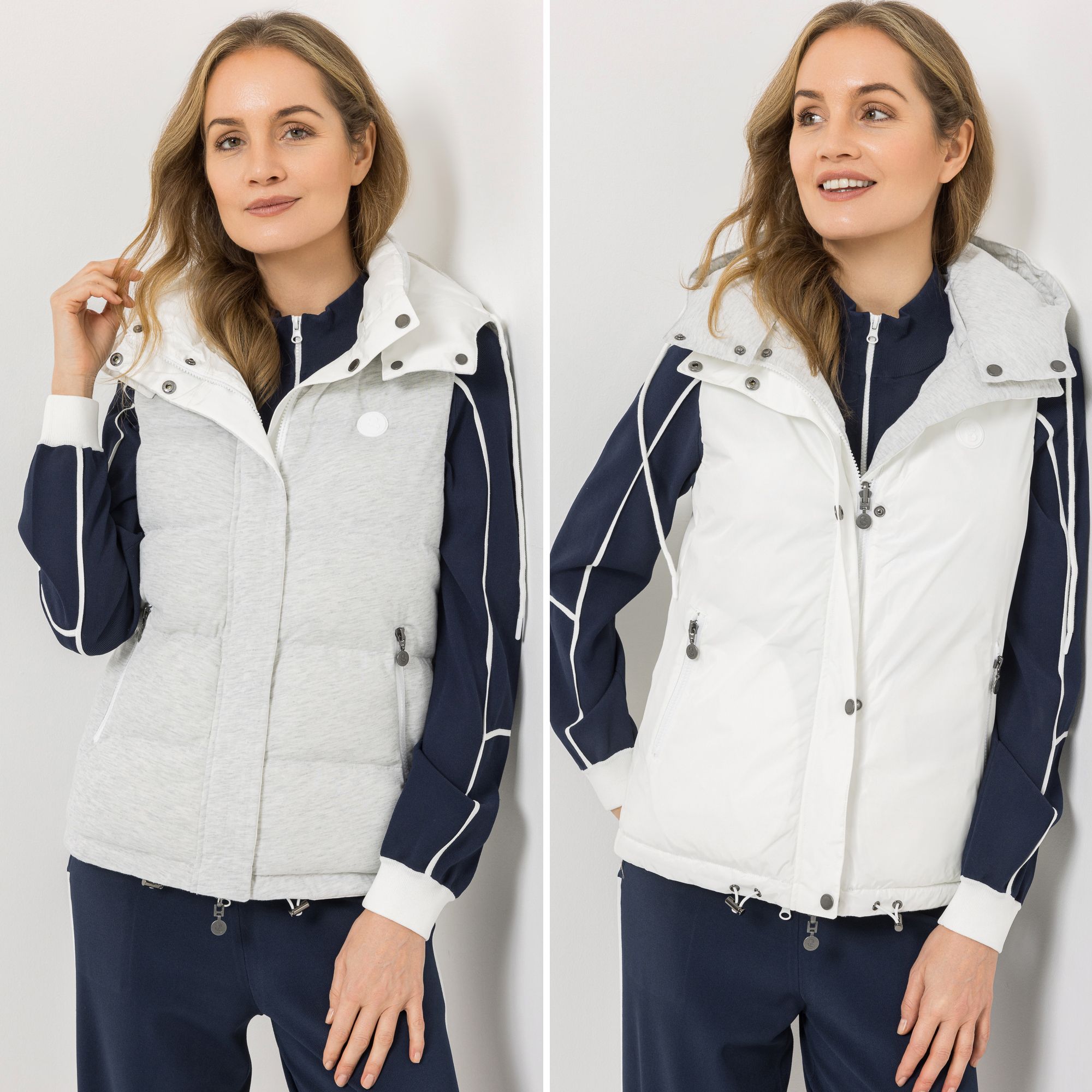 STRANDFEIN Wendeweste Stehkragen Materialmix figurumspielend