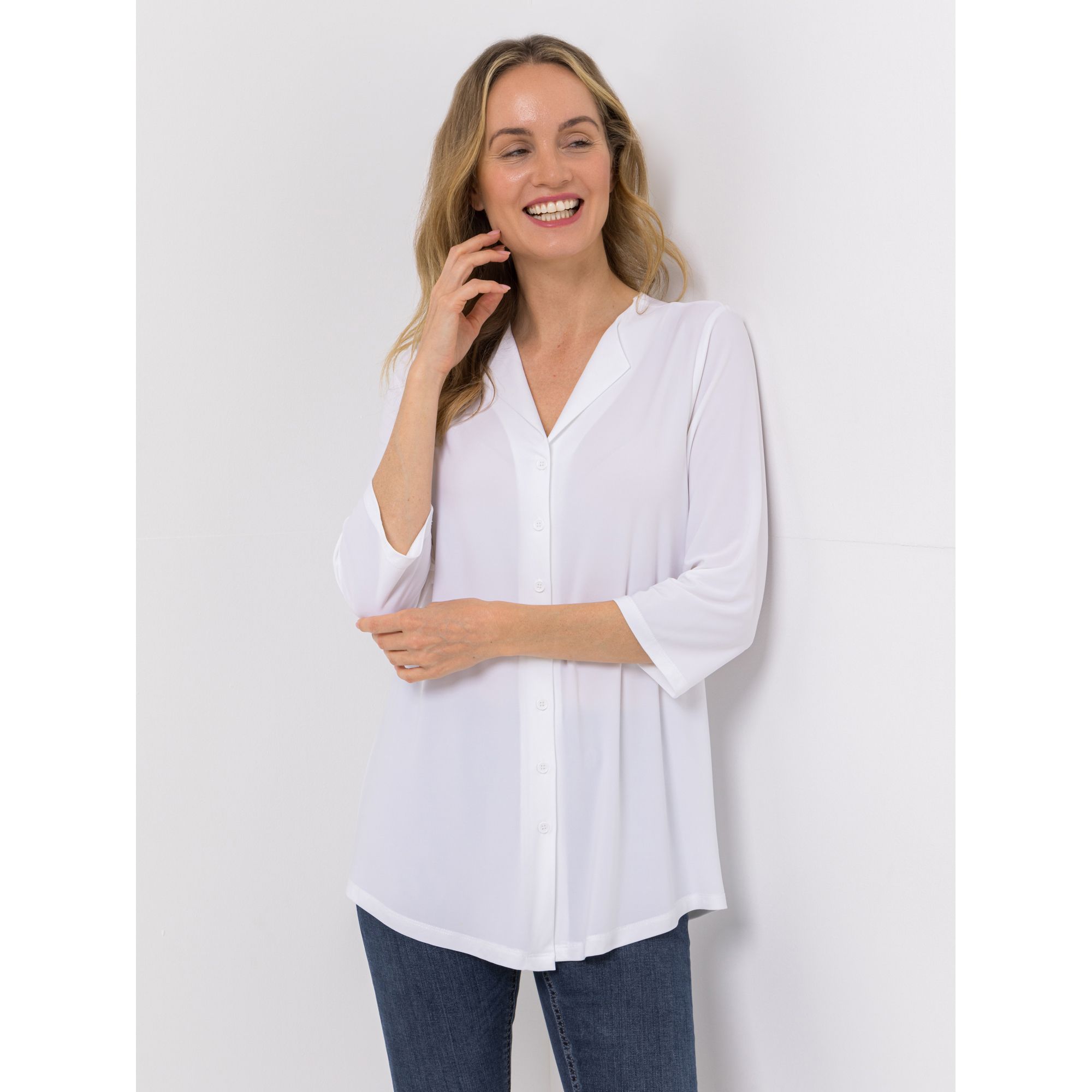 KIM & CO. Shirt, 3/4-Arm Brazil Knit Jersey Knopfleiste figurumspielend