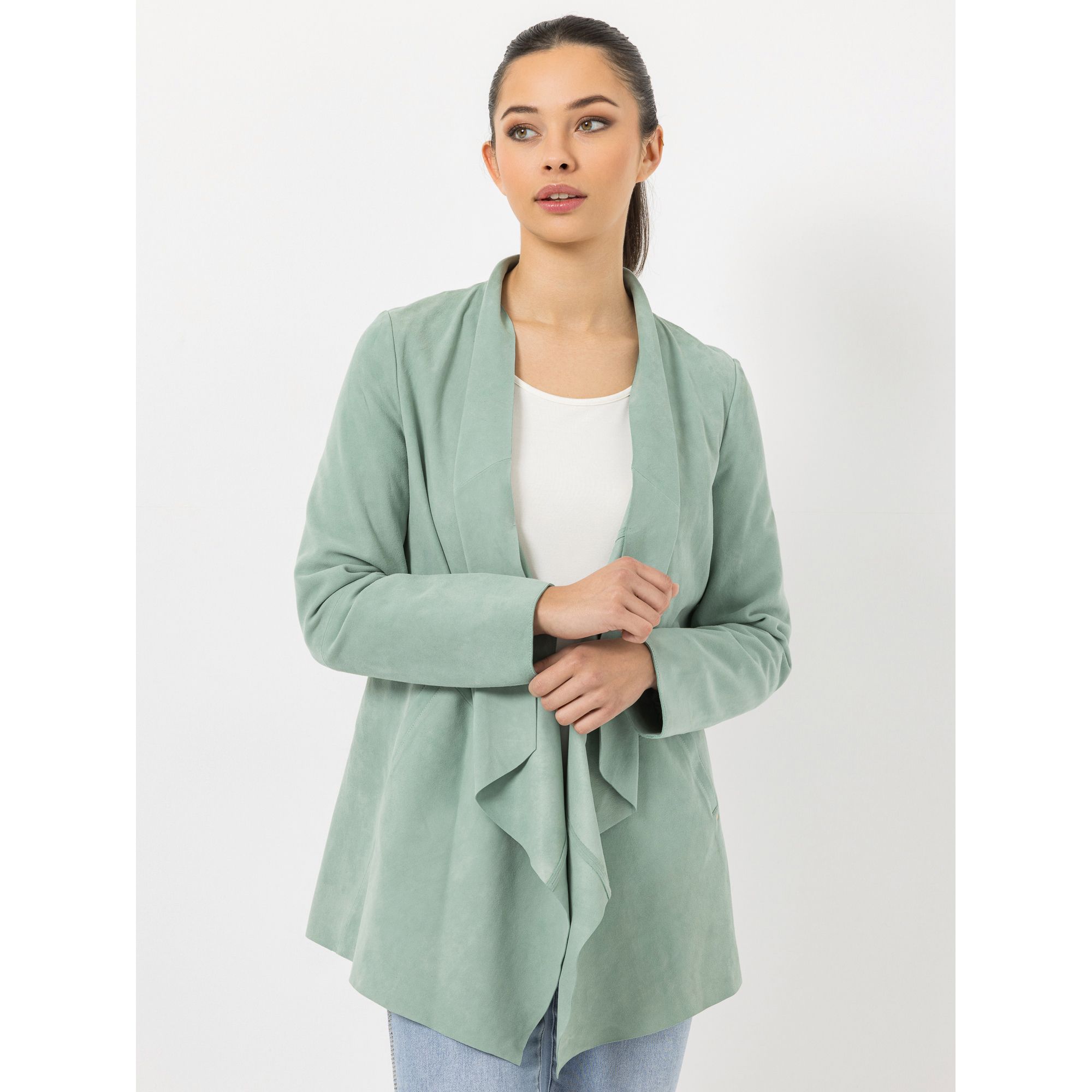 STEFFEN SCHRAUT Lederjacke Schalkragen Ziegenvelours lockere Passform