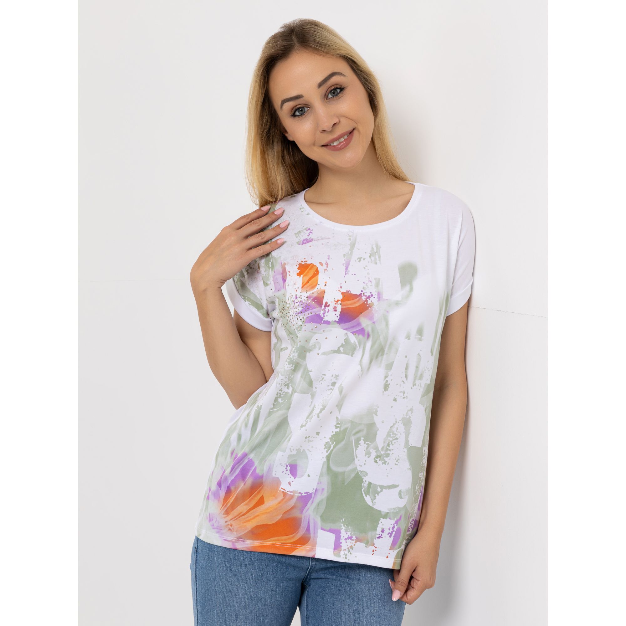 DINE 'N' DANCE Shirt Rundhalsausschnitt vorne bedruckt figurumspielend