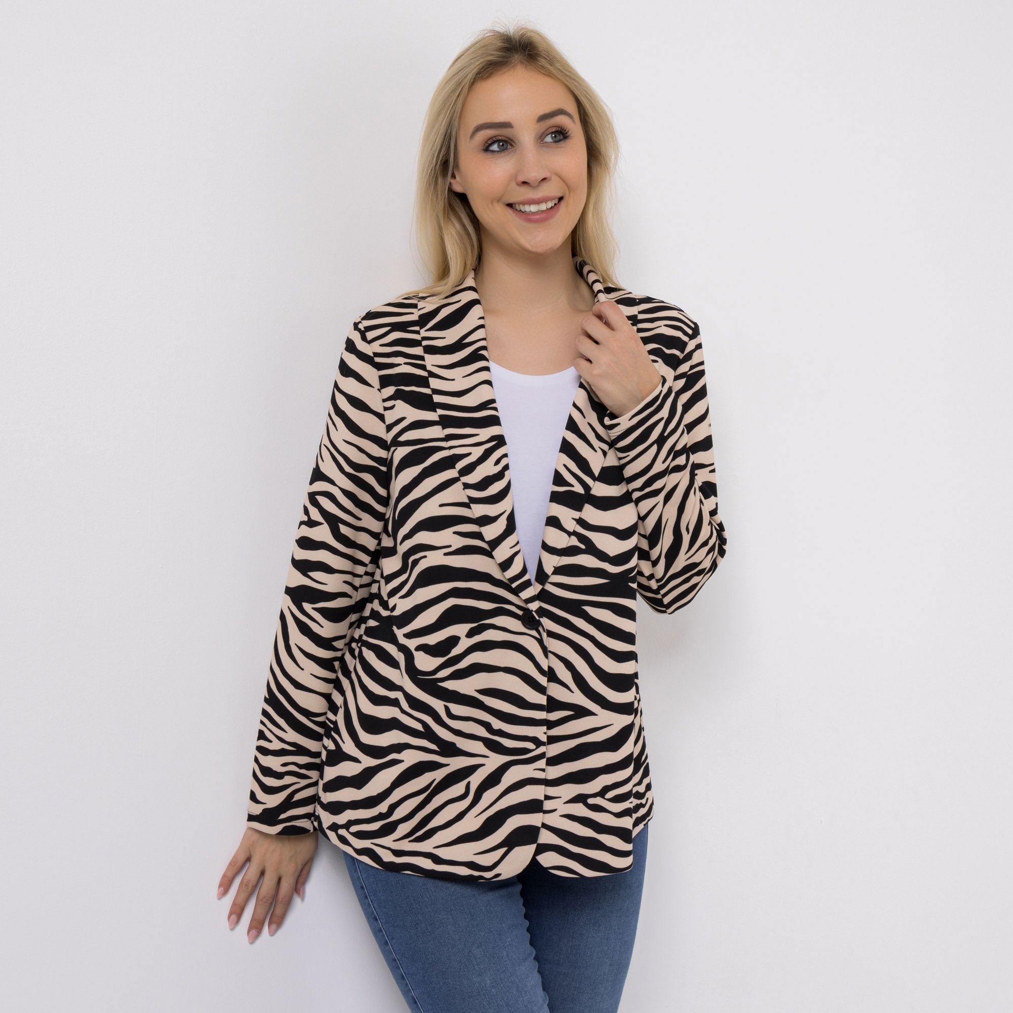 KIM & CO. Blazer, Langarm Ponti Crepe Jersey 1 Knopf Verschluss figurumspielend