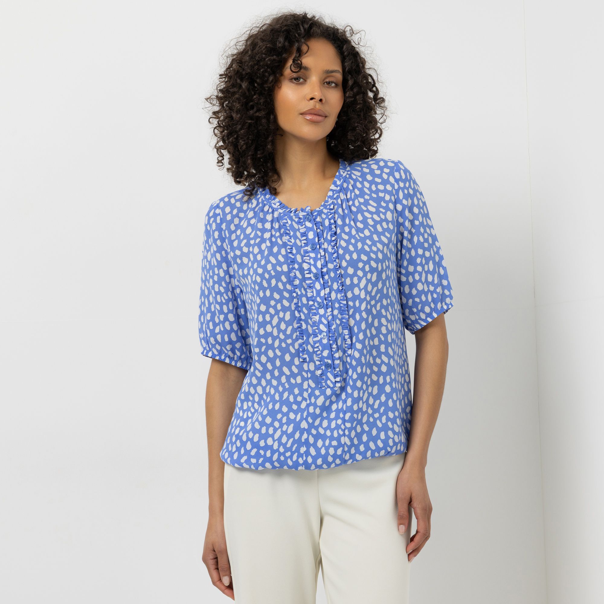 STEFFEN SCHRAUT Bluse, langer 1/2-Arm Rundhalsausschnitt elastische Säume leger weit