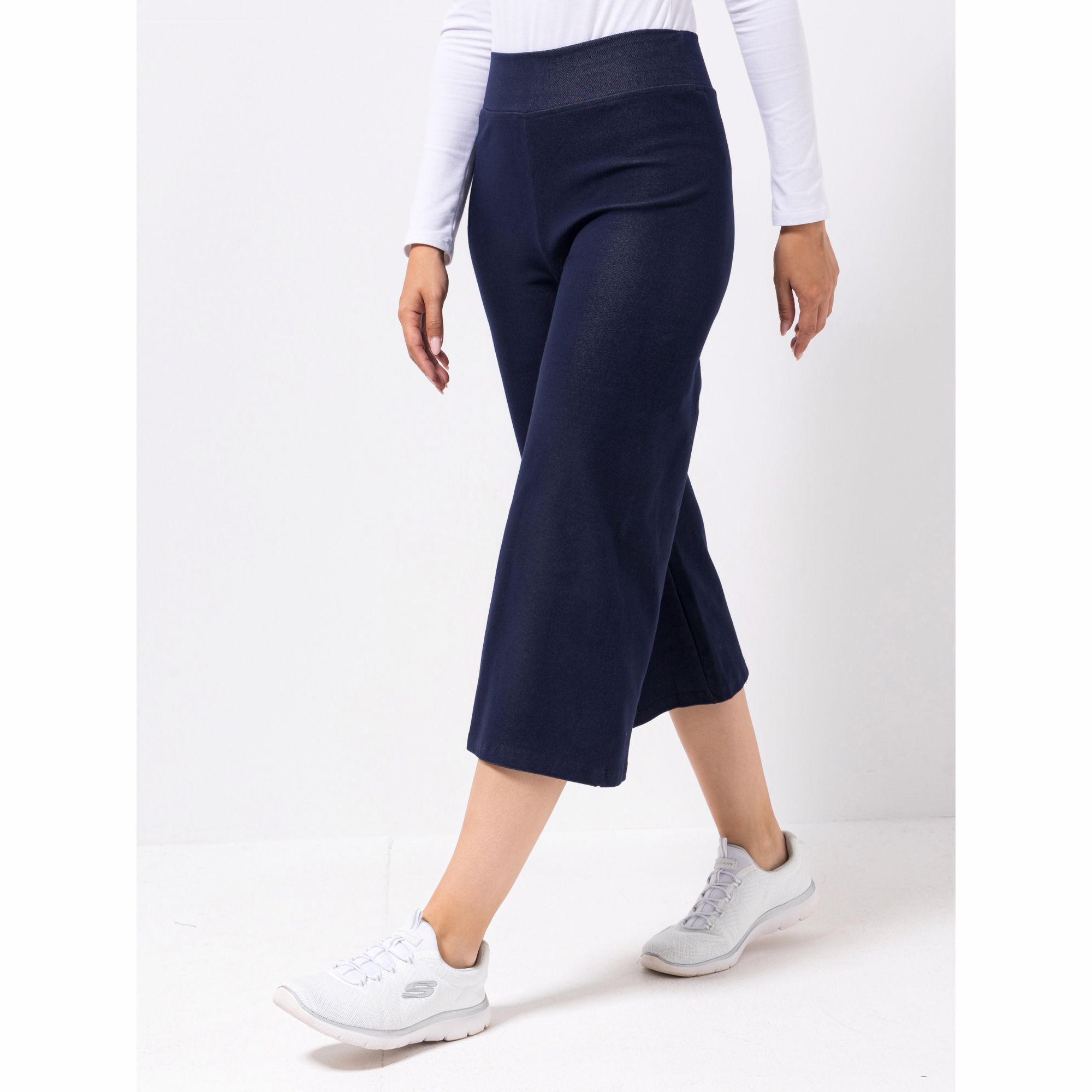 KIM & CO. Hose, 3/4-Länge Denim Jersey Rundumdehnbund weites Bein