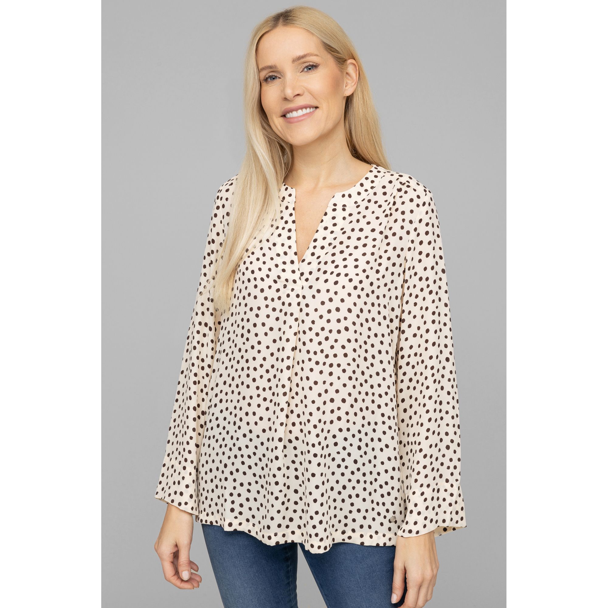 EVA LUTZ Longbluse, 1/1-Arm Raffung Logo-Plättchen leger weit