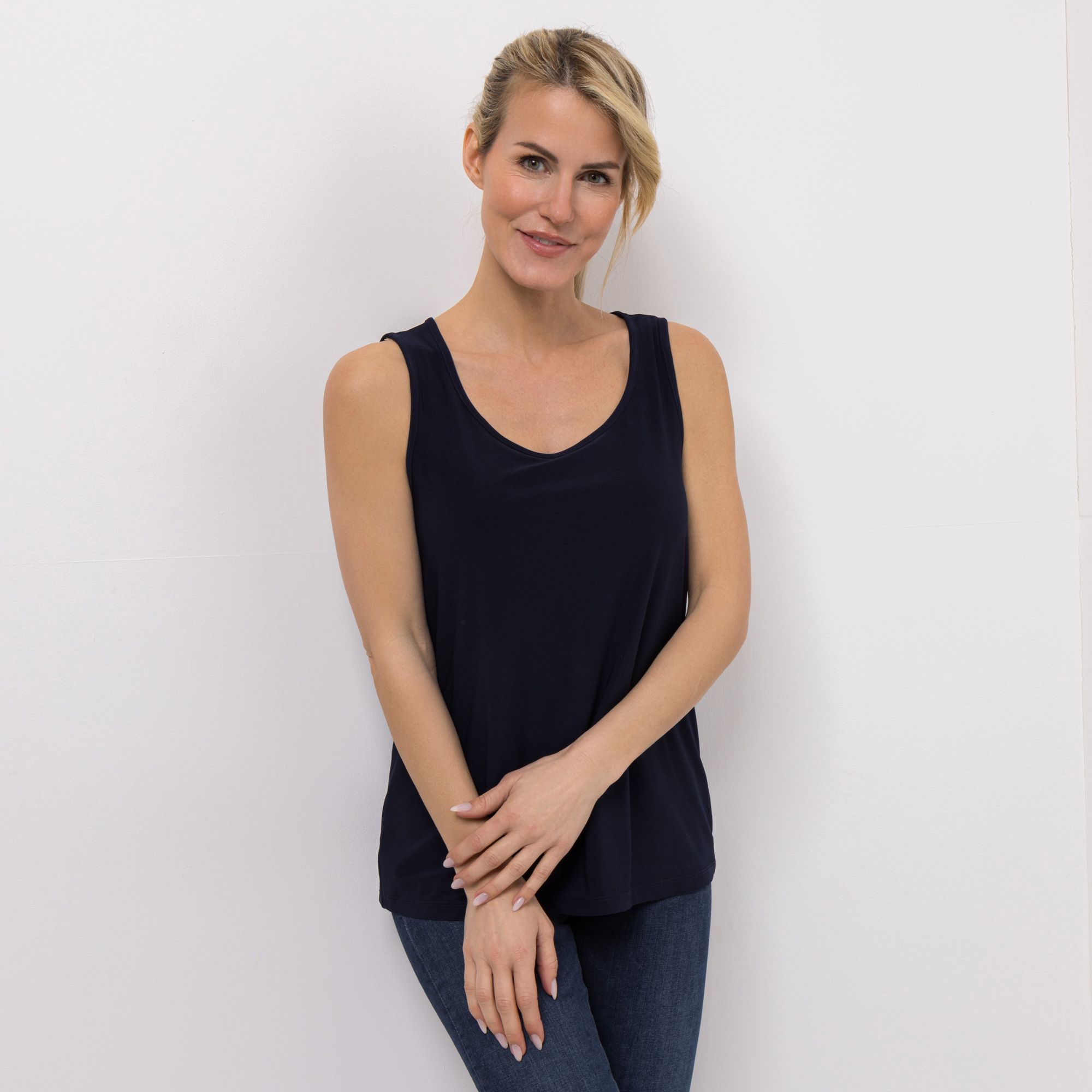 KIM & CO. Basic-Top Brazil Knit Jersey Rundhalsausschnitt figurumspielend