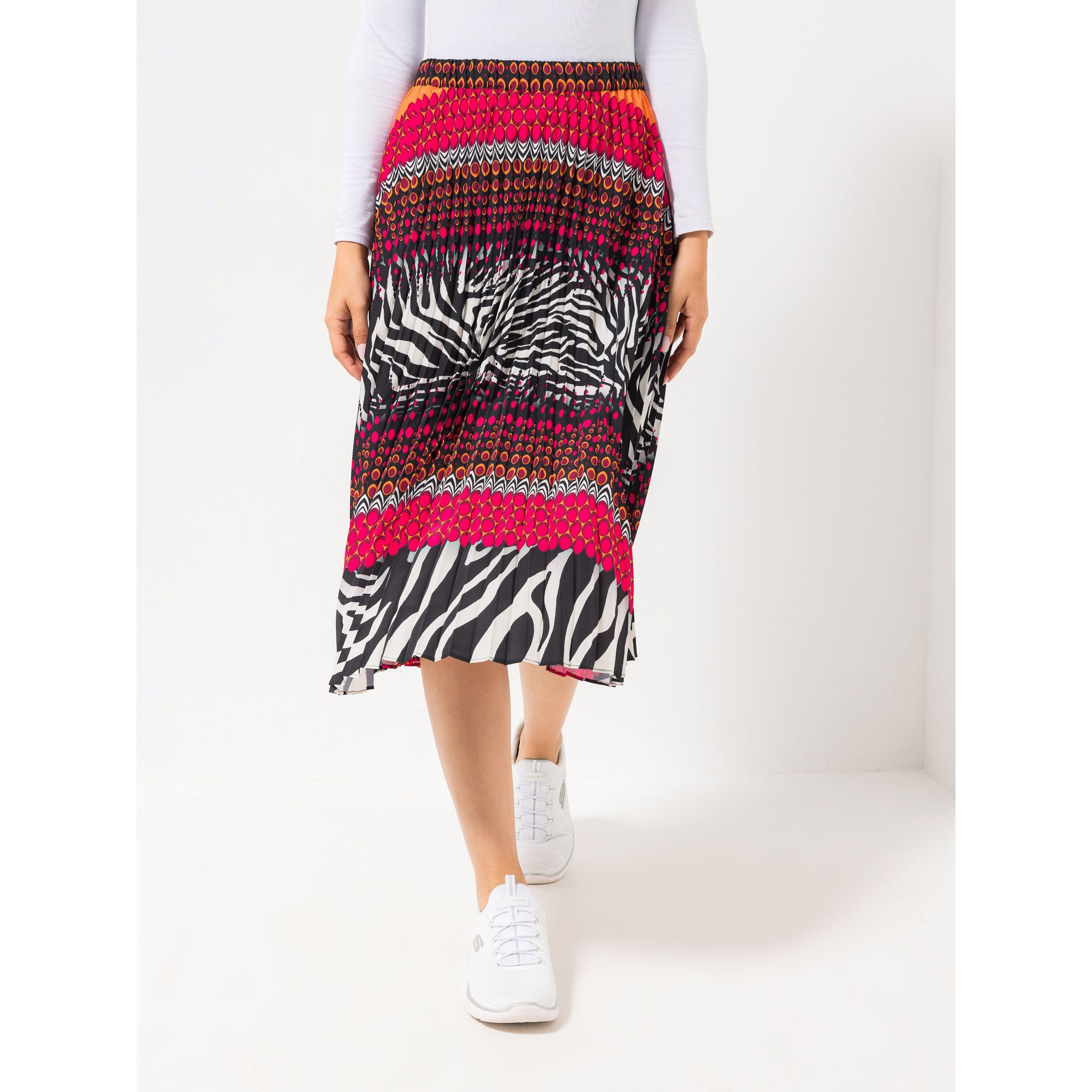 ANNI FOR FRIENDS Rock, plissiert Rundumdehnbund Platzierter Druck weite Form