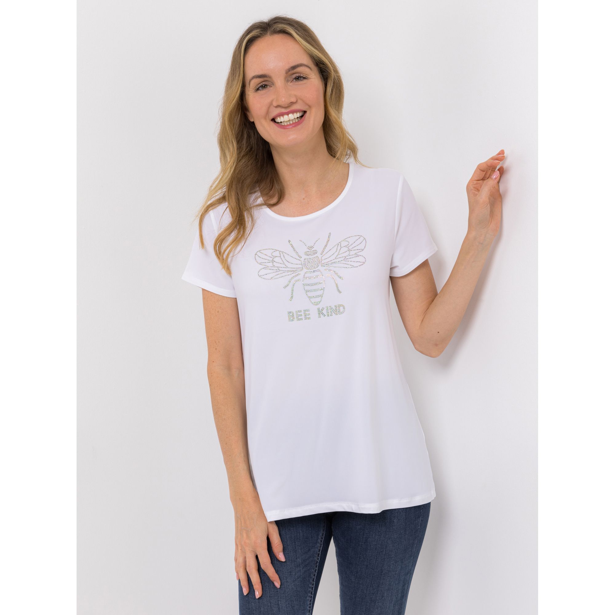 KIM & CO. Shirt, 1/2-Arm Brazil Knit Jersey Strass-Applikation figurumspielend