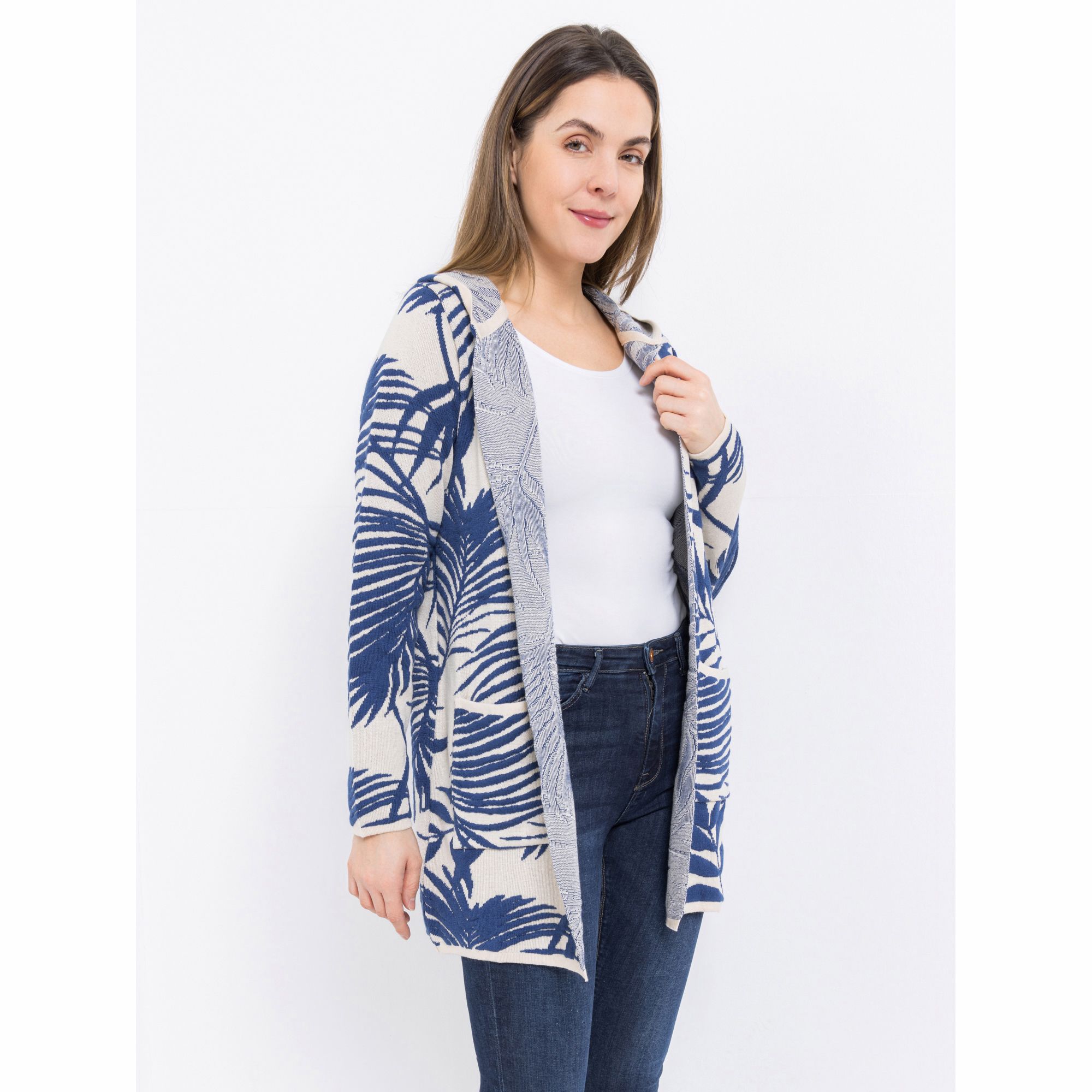 DINE 'N' DANCE Longcardigan, 1/1-Arm offene Front Jacquard-Strick figurumspielend