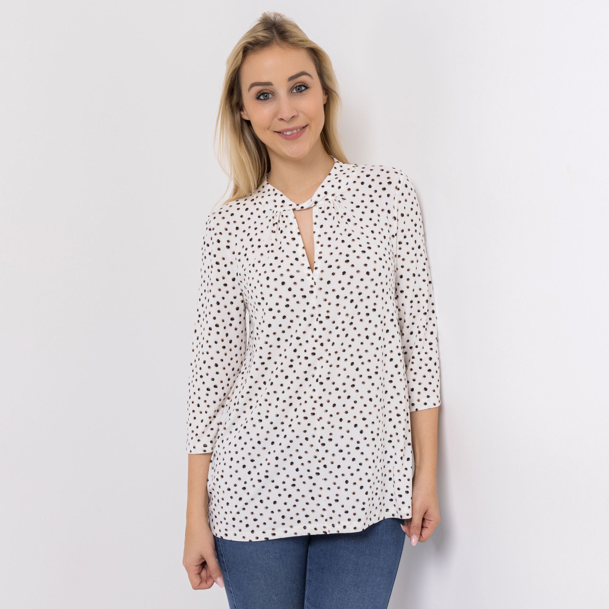 KIM & CO. Shirt, 3/4-Arm Brazil Knit Jersey Stehkragen figurumspielend