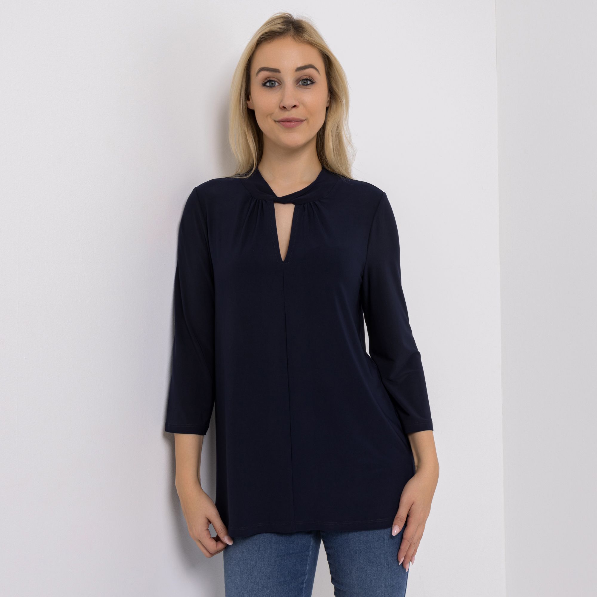 KIM & CO. Shirt, 3/4-Arm Brazil Knit Jersey Stehkragen figurumspielend