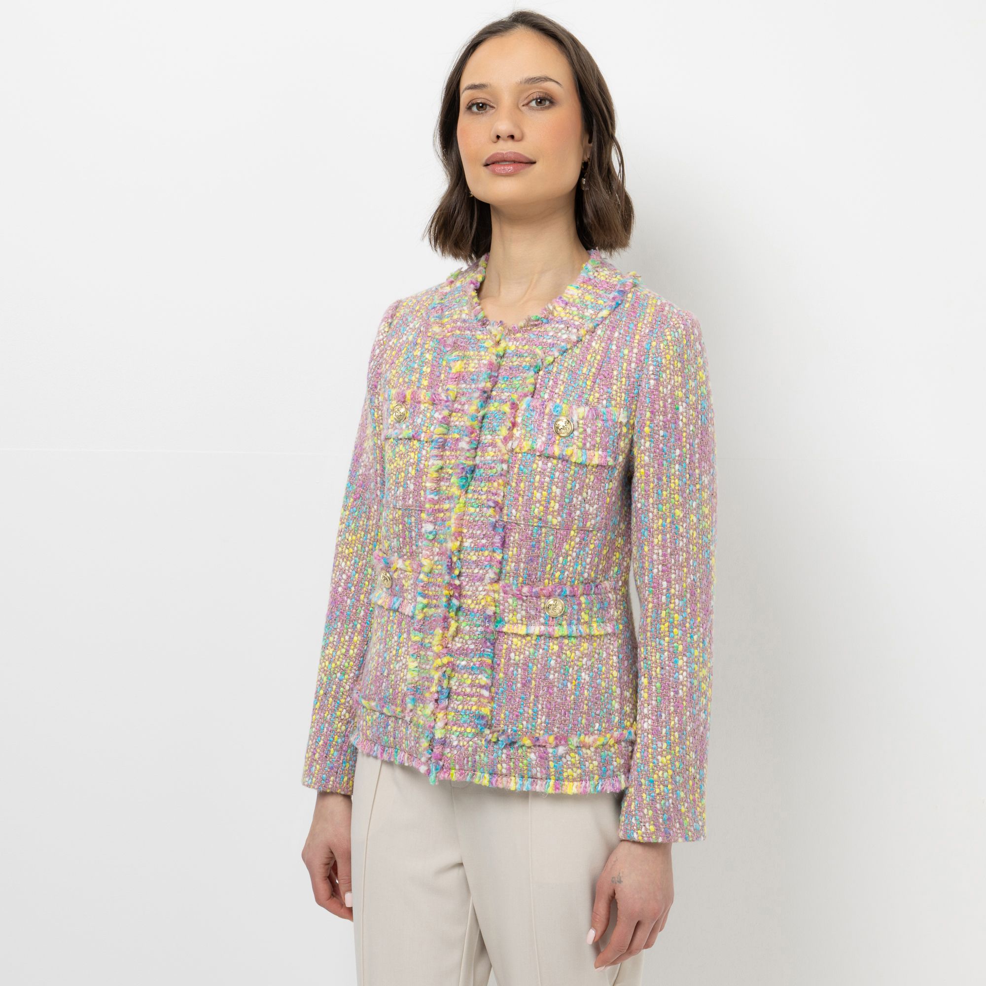 STEFFEN SCHRAUT Blazer Bouclé-Optik Schmuckknöpfe figurumspielend