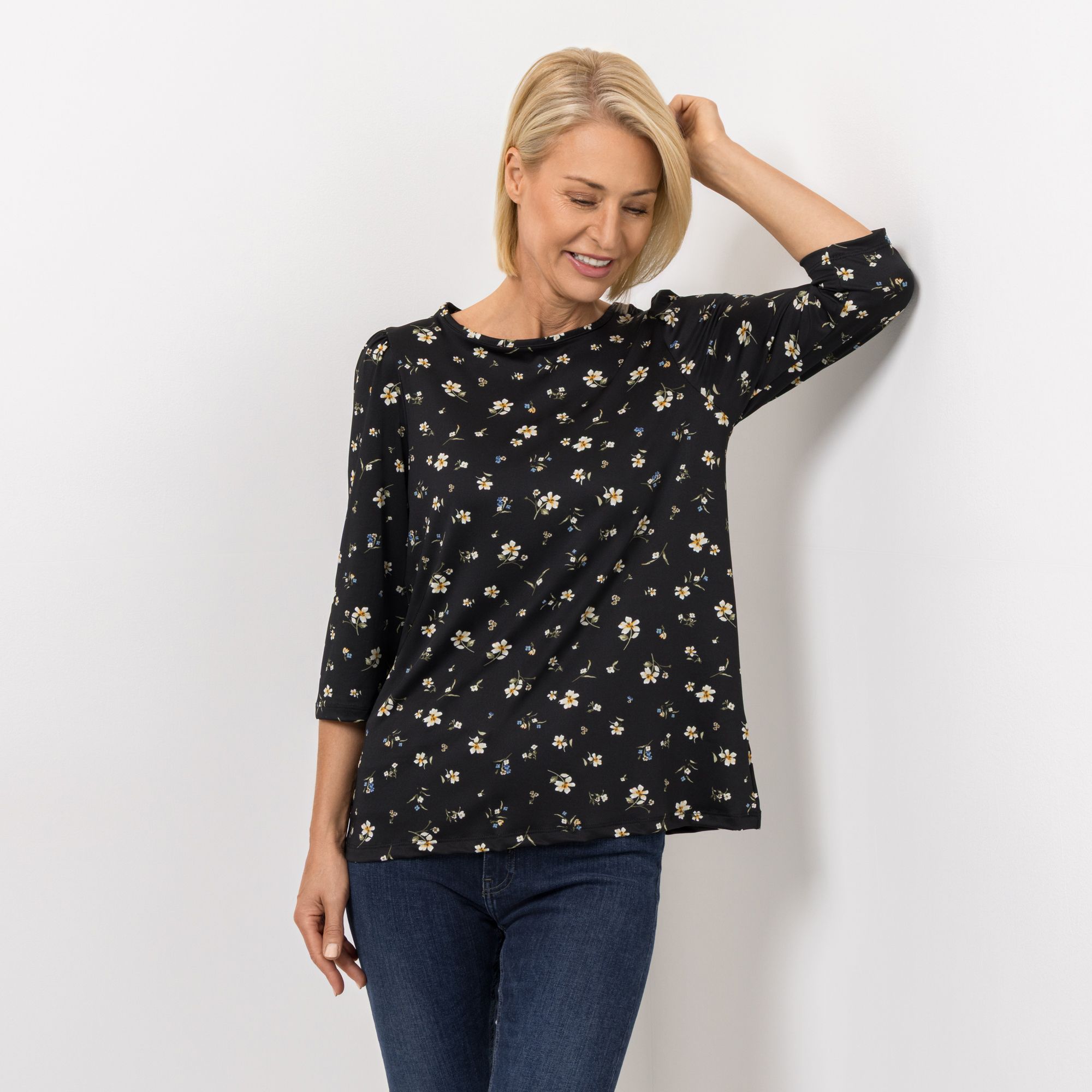 KIM & CO. Shirt, 3/4-Arm Brazil Knit Jersey Rundhalsausschnitt figurumspielend