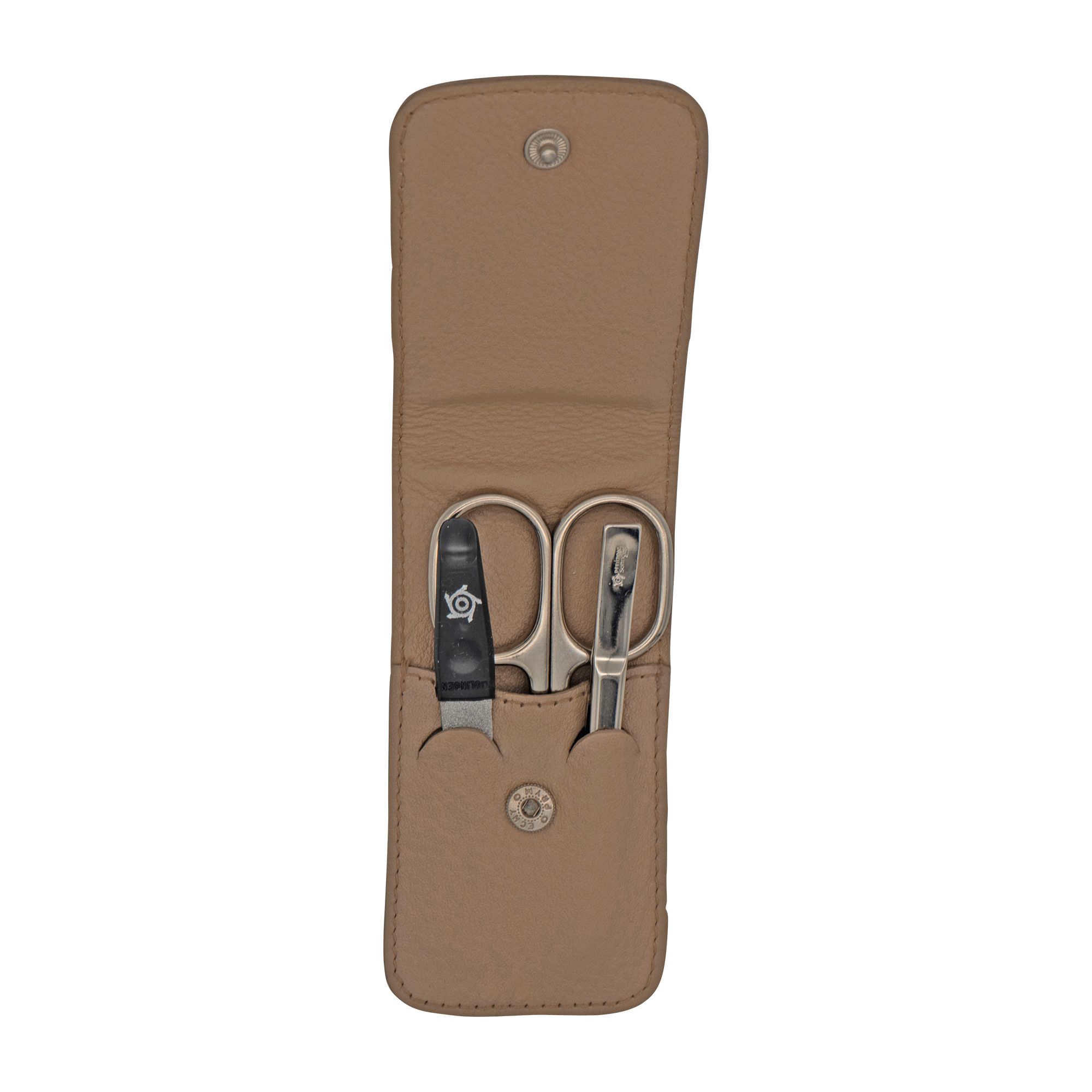 PFEILRING 3er Maniküre-Set in Taschenetui aus Nappal. + Innenseite, vernickelt