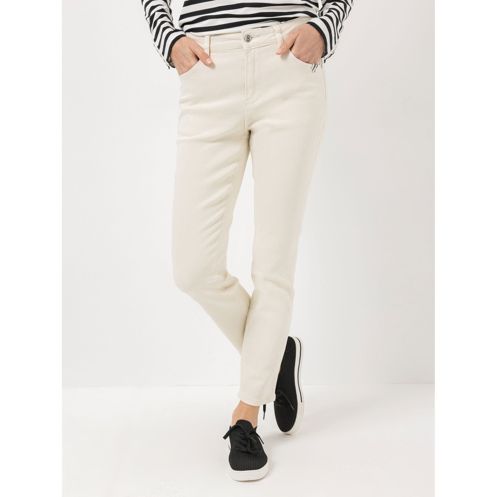STRANDFEIN Hose knöchellang Logo-Stickerei schmales Bein