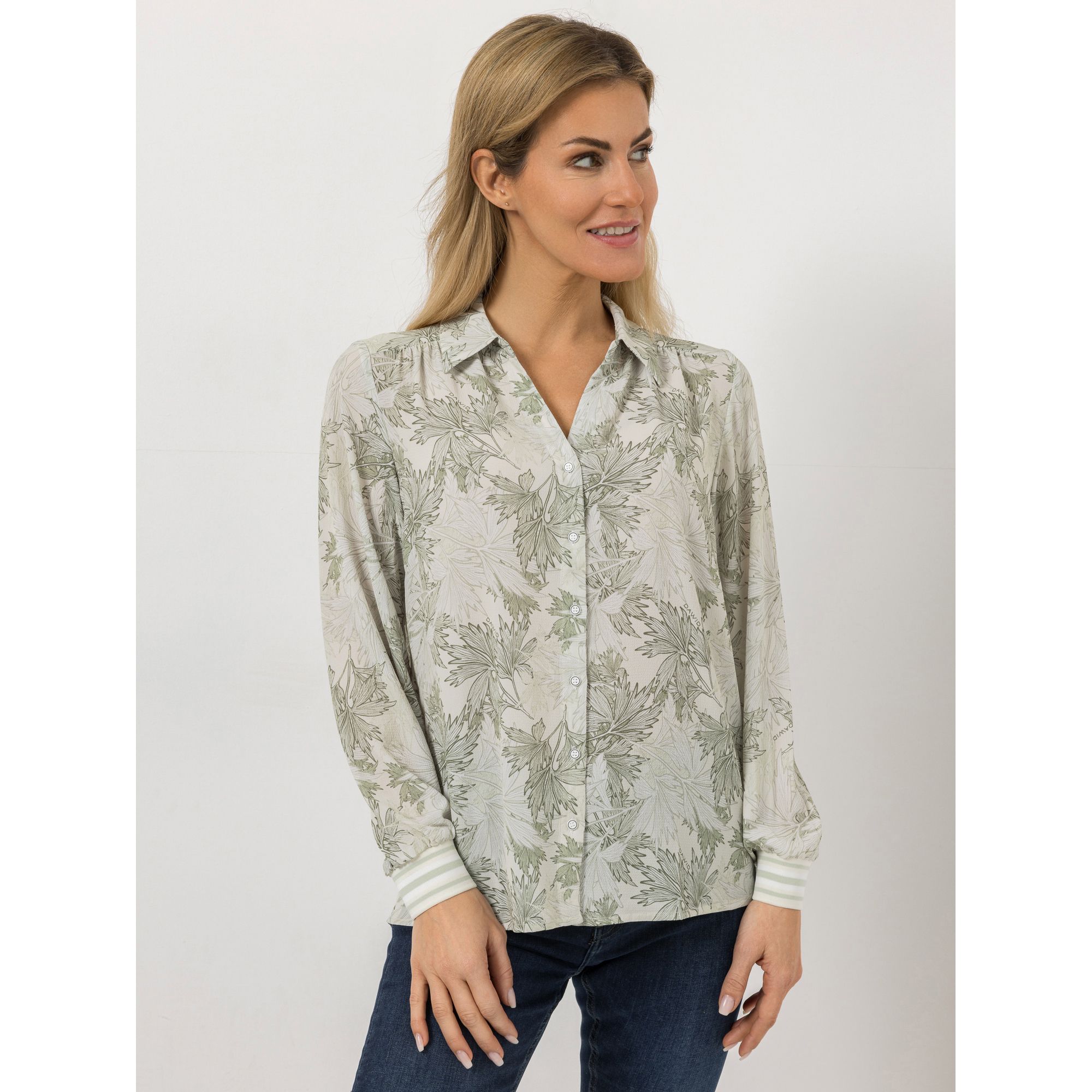 DAWID by Dawid Tomaszewski Bluse, Knopfleiste Strickbündchen figurumspielend