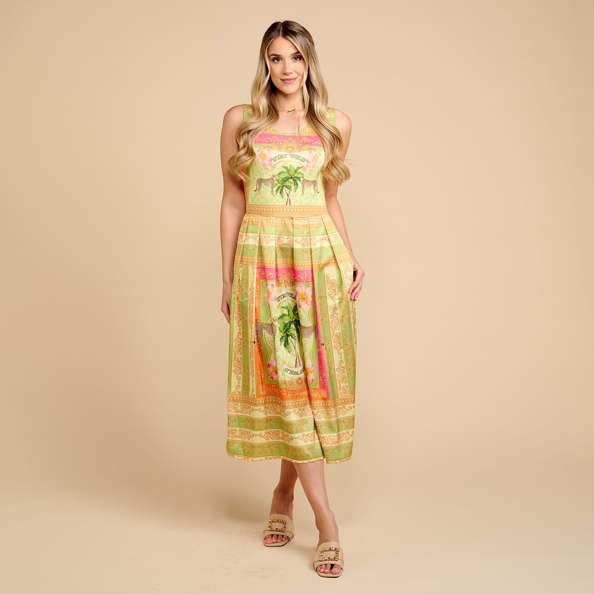 SCHIFFHAUER MUNICH® Kleid, Materialmix Rundhalsausschnitt Eingriffstaschen wadenlang