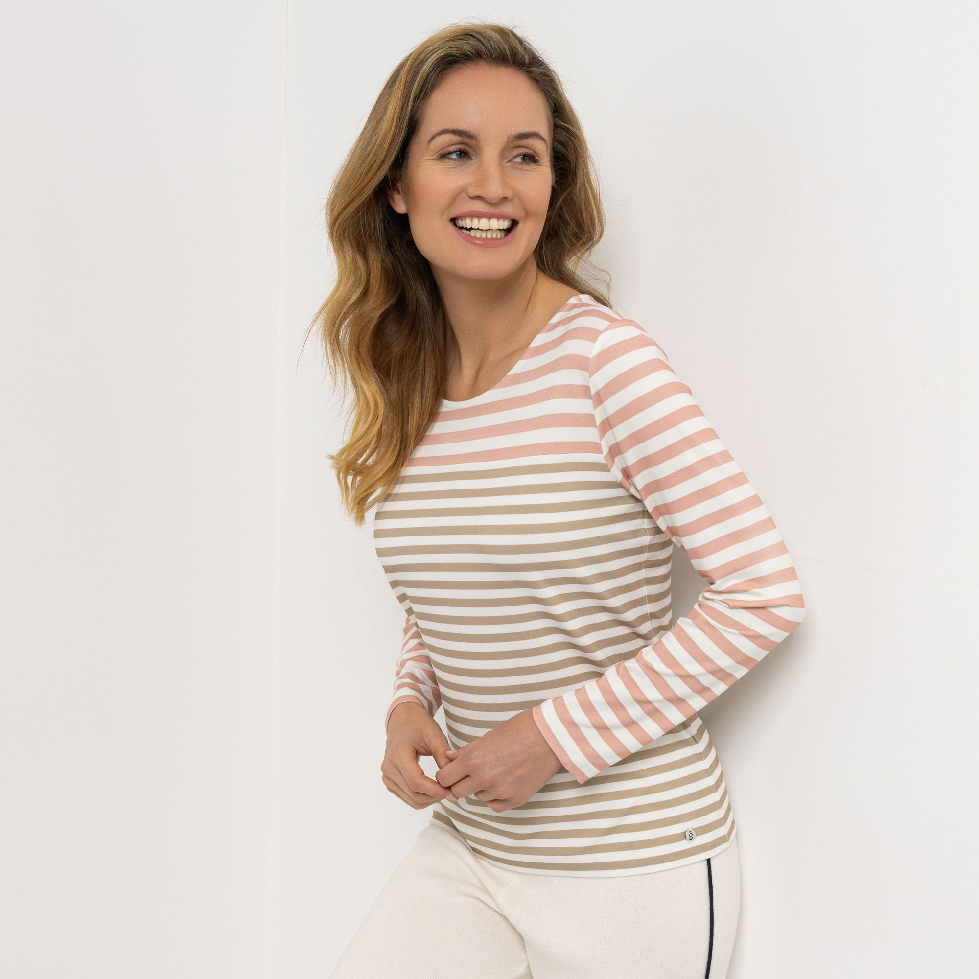 STRANDFEIN Streifenshirt Rundhalsausschnitt OEKO-TEX®Standard 100 figurumspielend