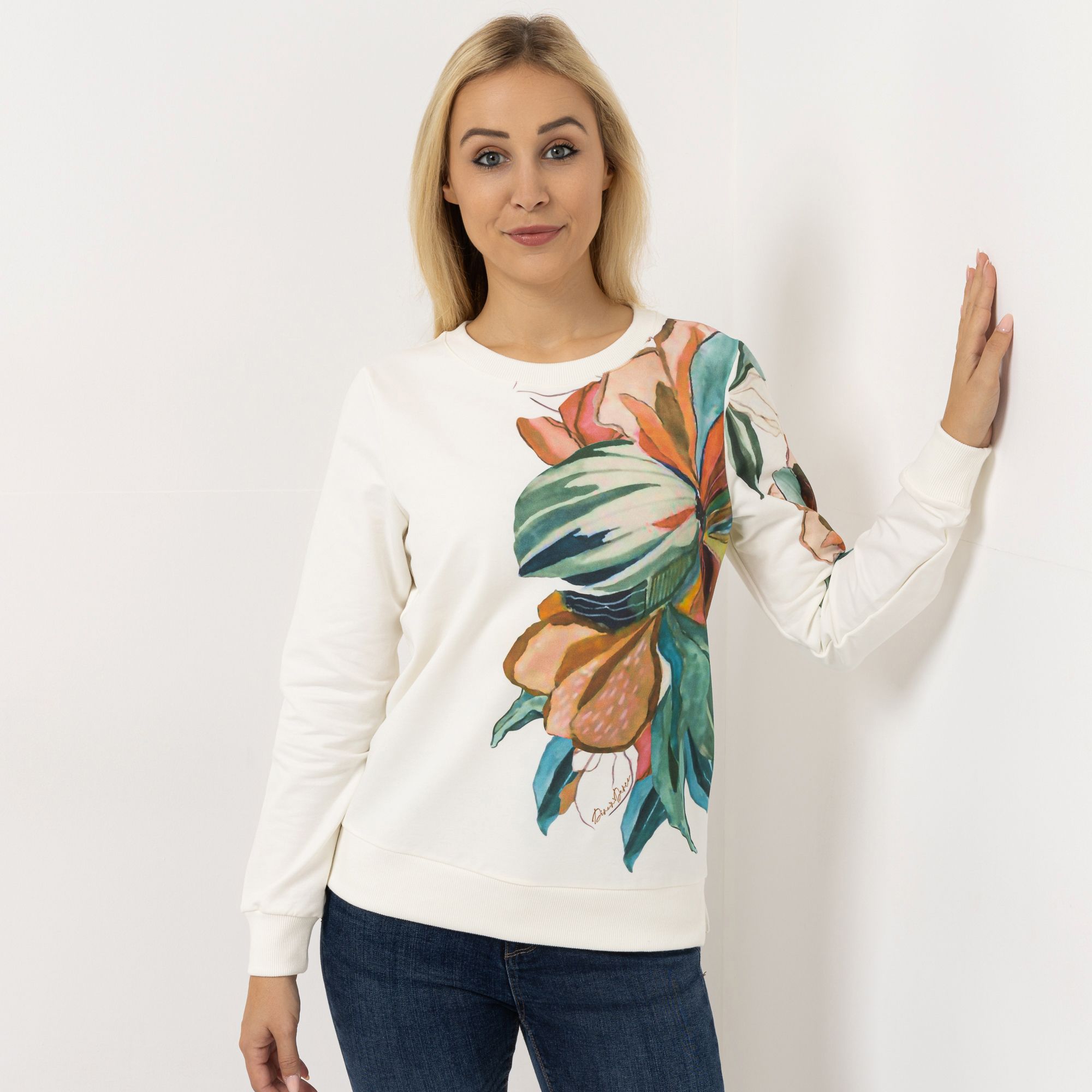 DINE 'N' DANCE Sweatshirt, 1/1-Arm Rundhalsausschnitt platzierter Druck figurumspielend