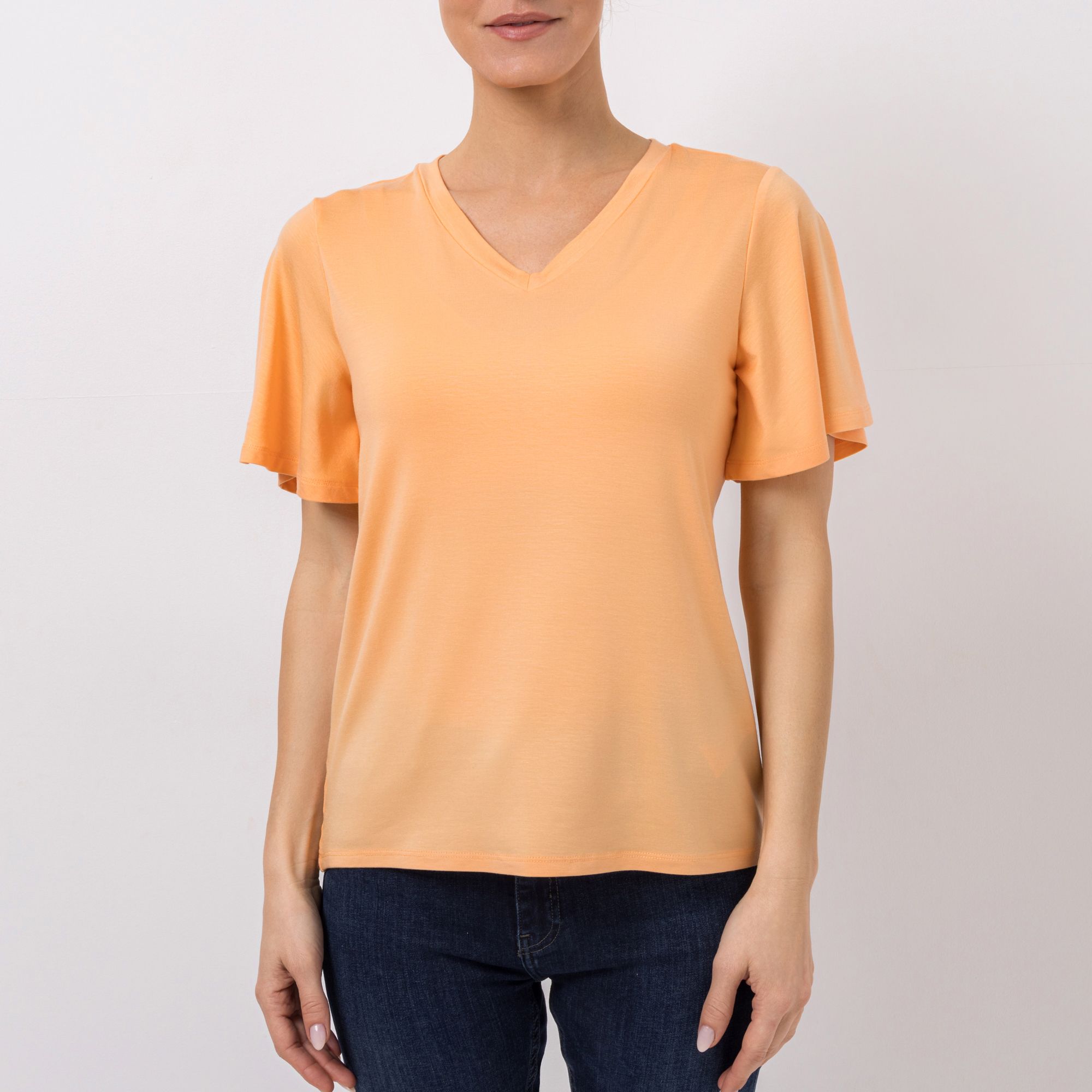 STEFFEN SCHRAUT Shirt, kurzer 1/2 Arm V-Ausschnitt Glockenärmel figurumspielend