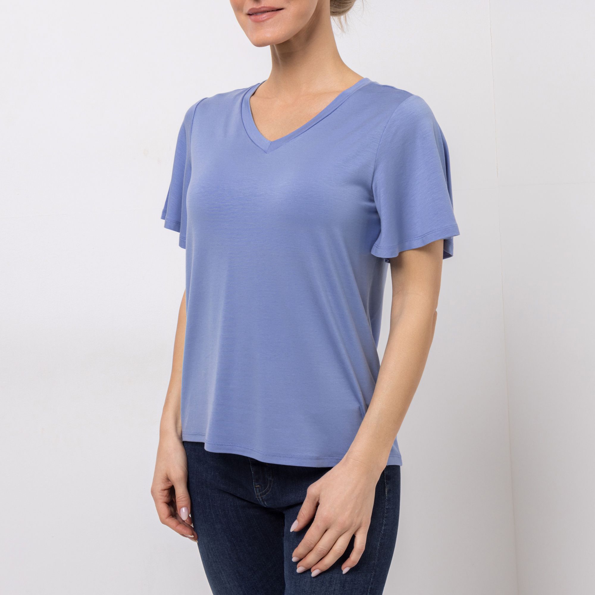 STEFFEN SCHRAUT Shirt, kurzer 1/2 Arm V-Ausschnitt Glockenärmel figurumspielend