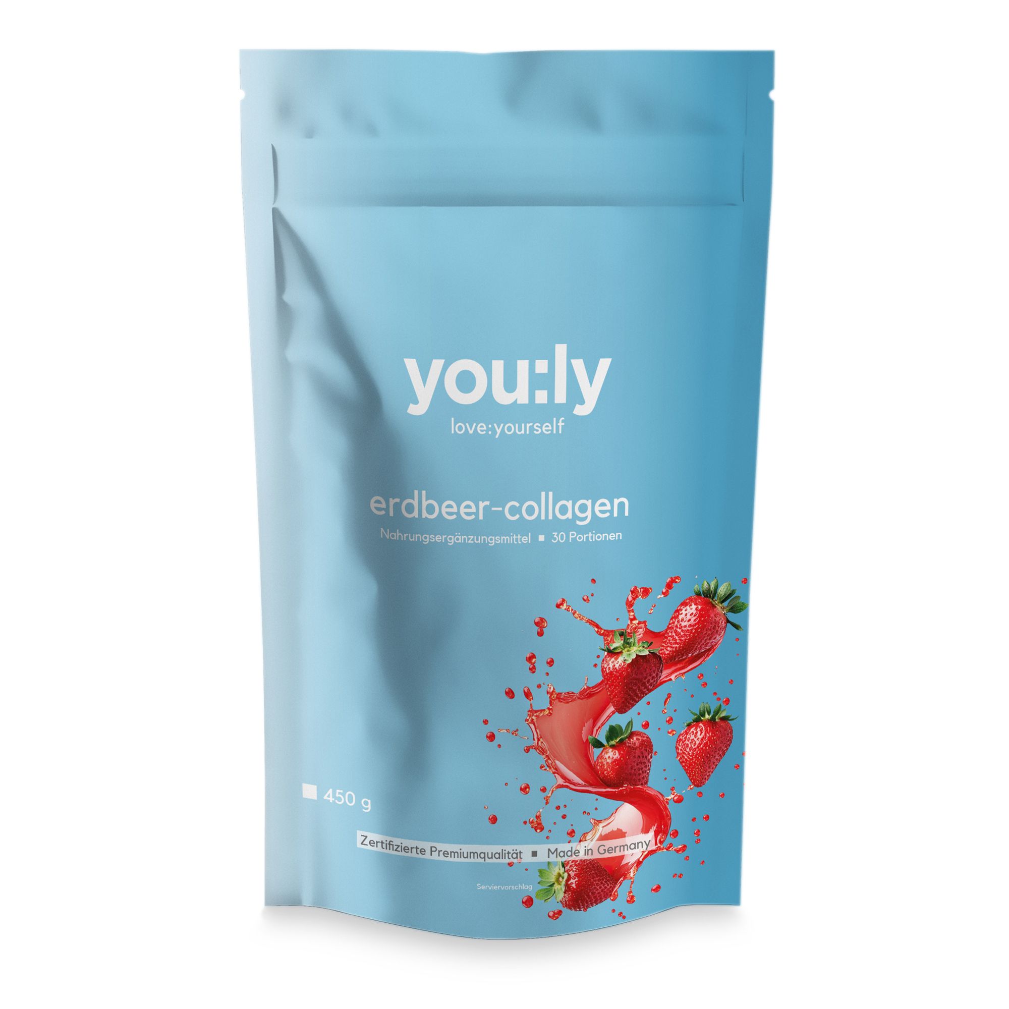  you:ly Erdbeer-Collagen mit Vitaminen und Zink 450g für 30 Tage