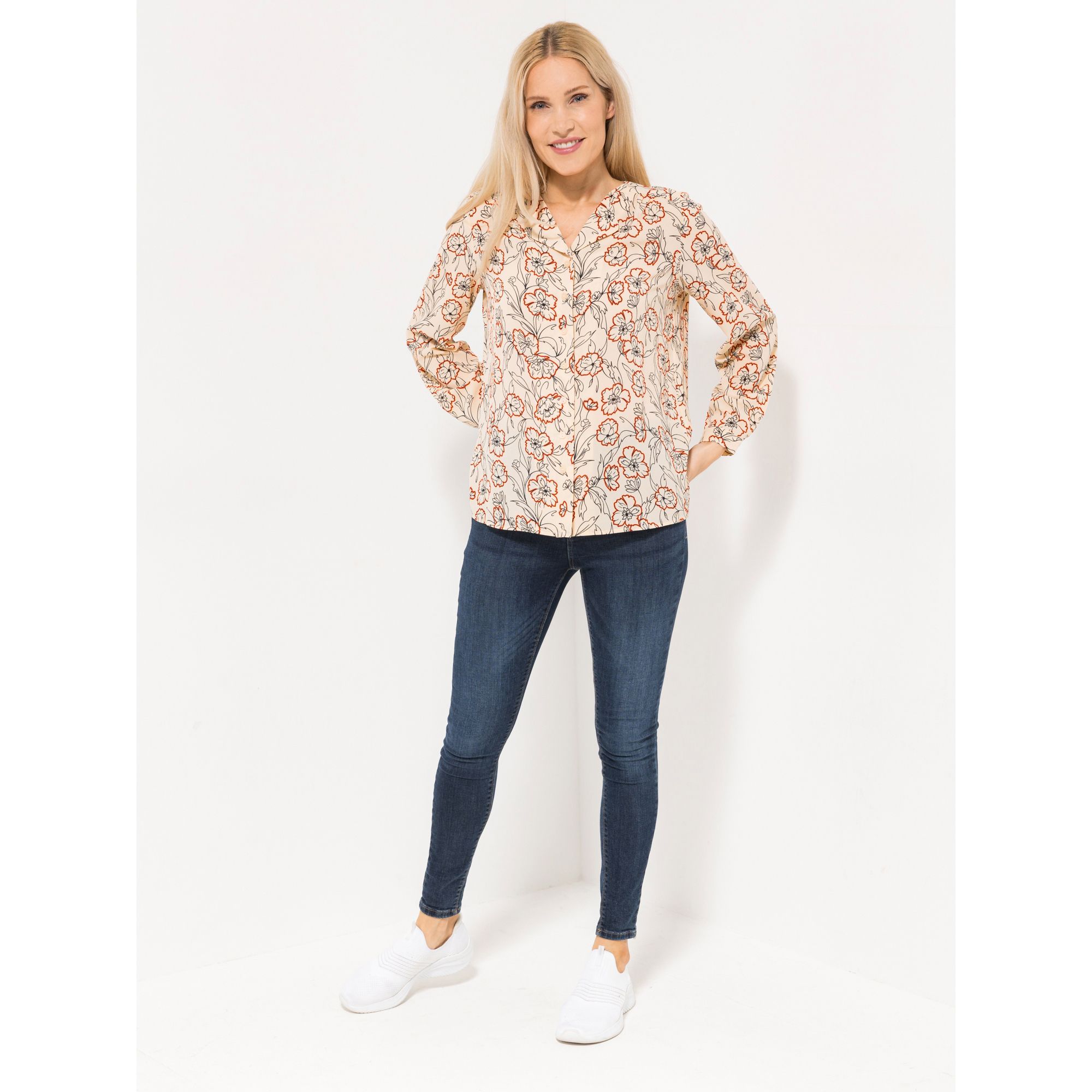 EVA LUTZ Bluse, 1/1-Arm Manschetten Knopfleiste leger weit