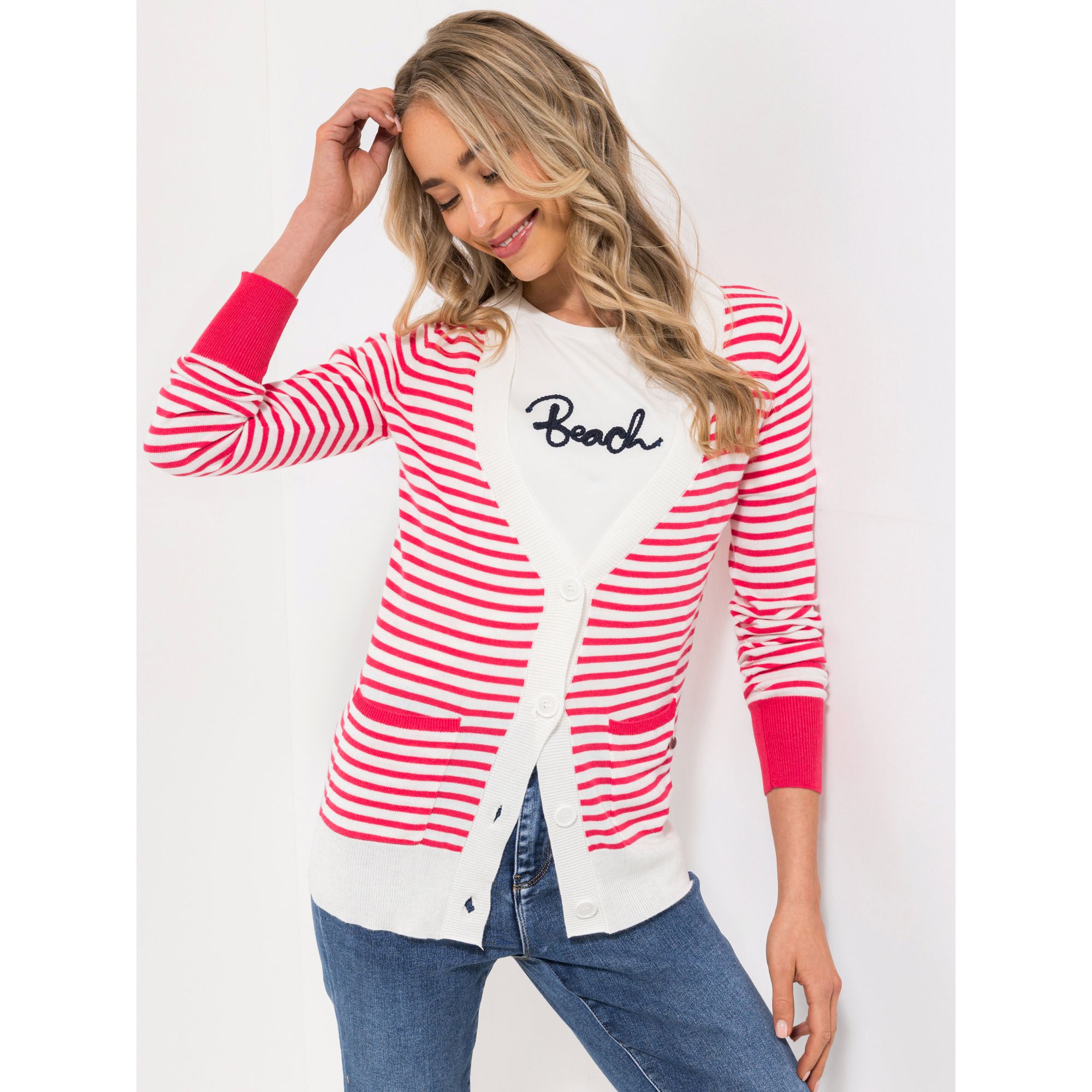 STRANDFEIN Cardigan V-Ausschnitt mit ECOVERO Viskose figurumspielend