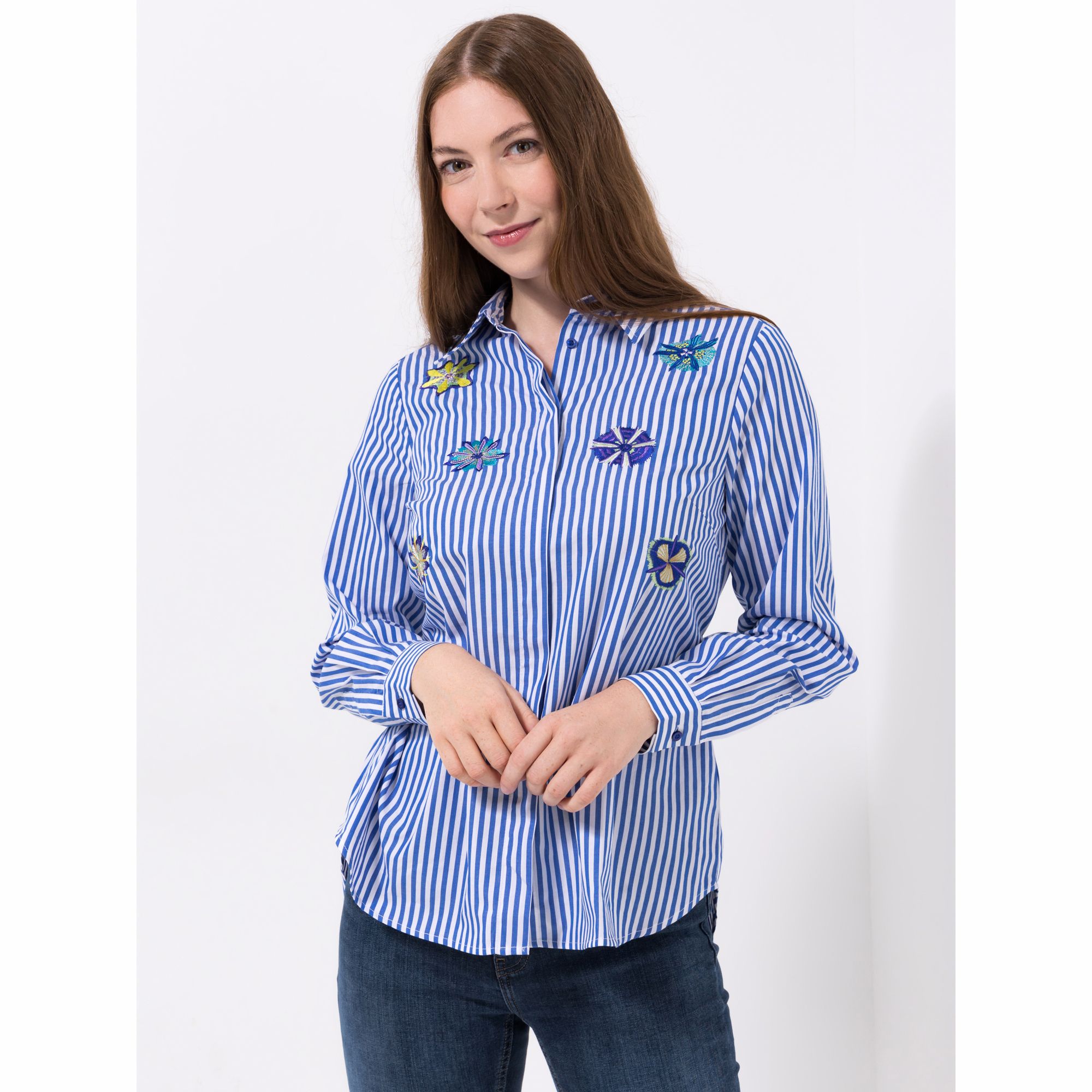 DAWID by Dawid Tomaszewski Bluse, Stickerei verdeckte Knopfleiste leger weit