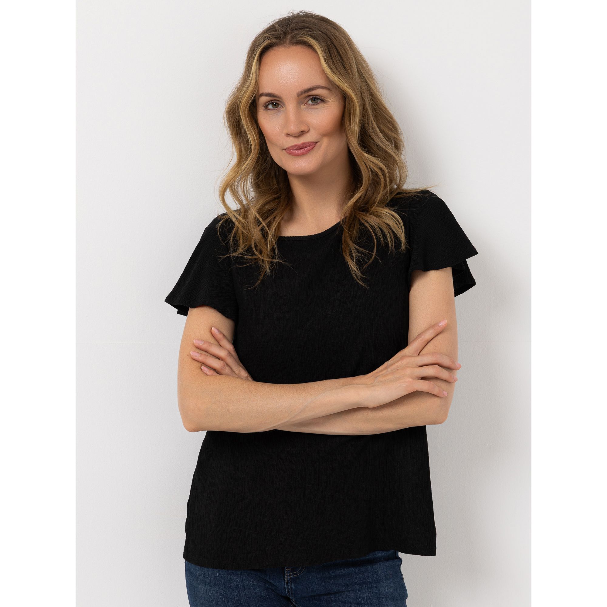 KIM & CO. Shirt, 1/4-Arm Crash Jersey Rundhalsausschnitt figurumspielend