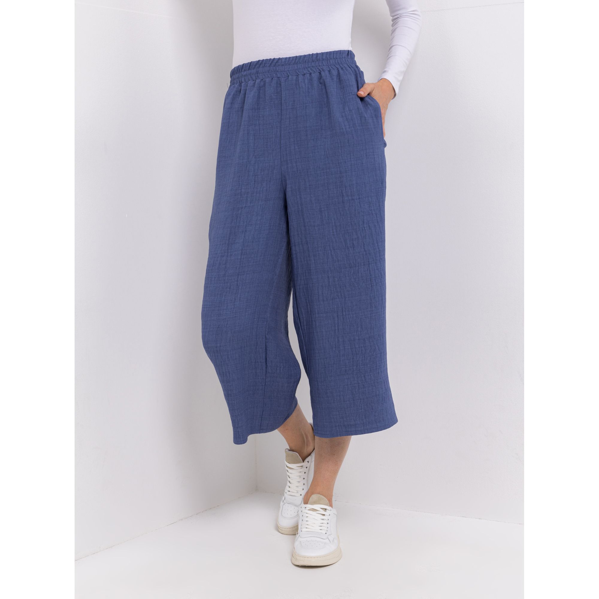 KIM & CO. Hose, 7/8-Länge Chambray-Popeline leicht elastisch weites Bein